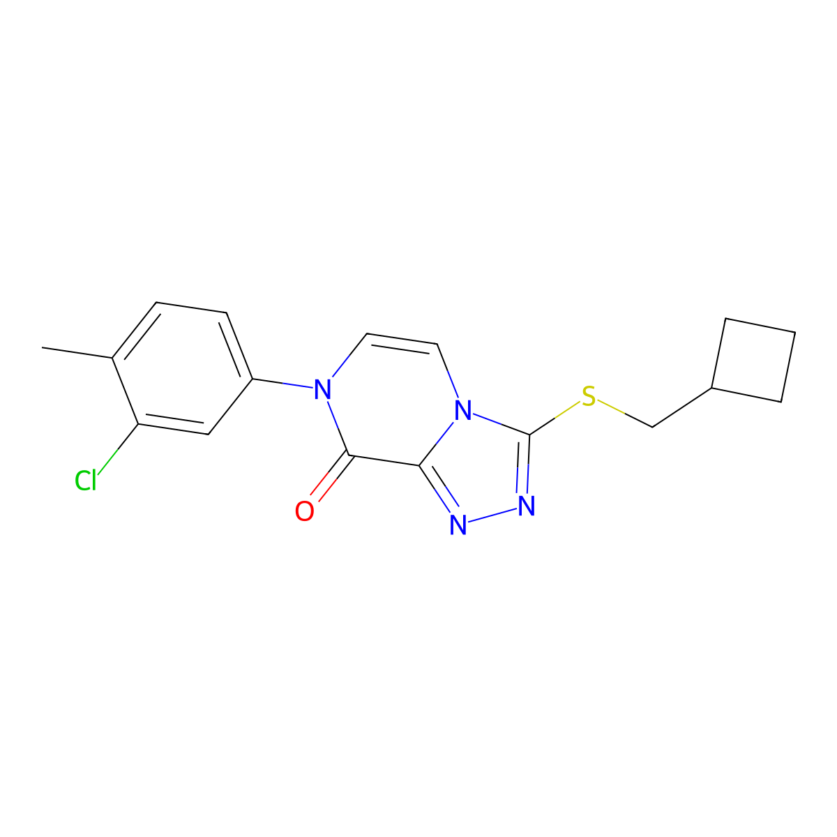 7-(3-chloro-4-methylphenyl)-3-[(cyclobutylmethyl)sulfanyl]-7H,8H-[1,2,4]triazolo[4,3-a]pyrazin-8-one molecular structure, CAS 3054627-07-2