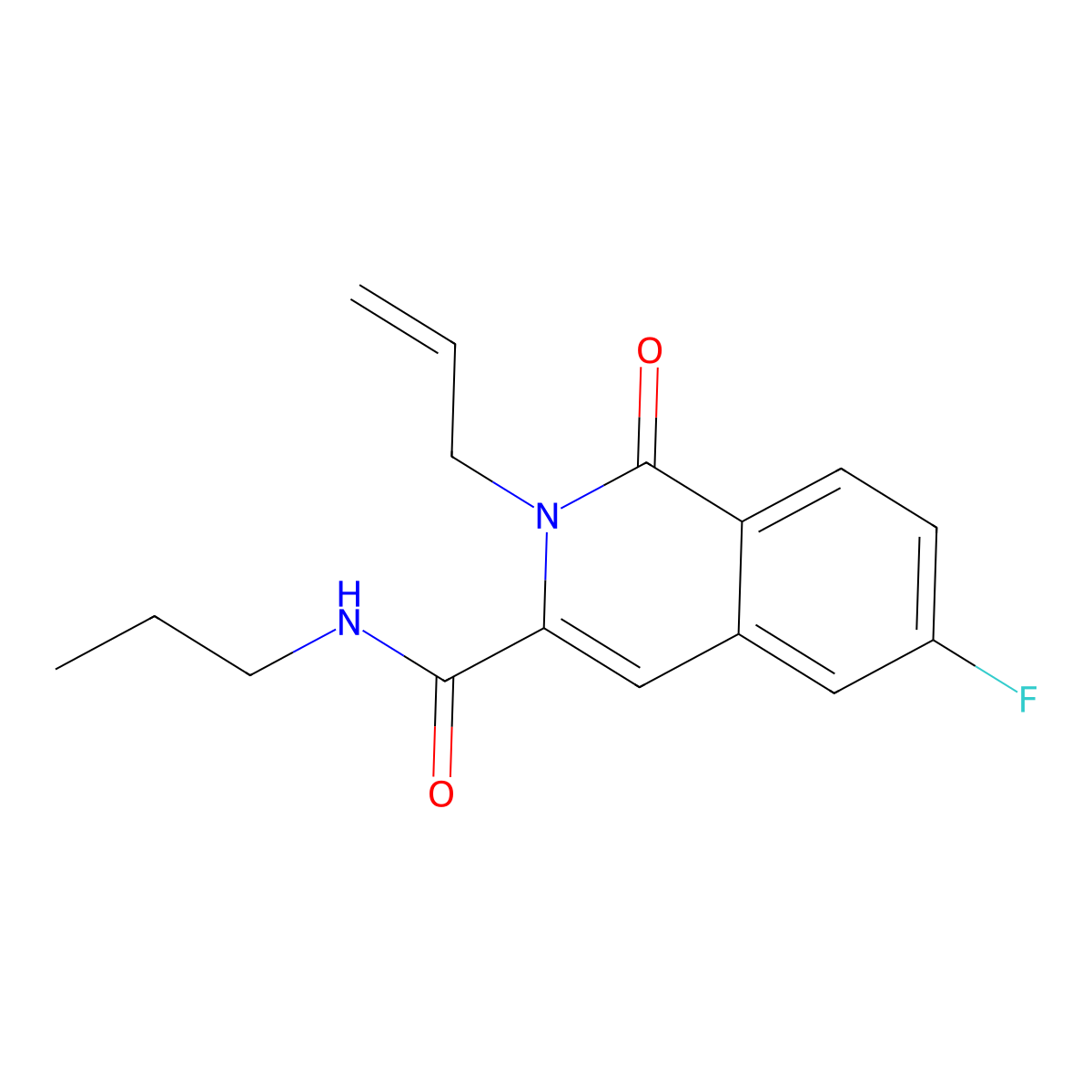 6-fluoro-1-oxo-2-(prop-2-en-1-yl)-N-propyl-1,2-dihydroisoquinoline-3-carboxamide molecular structure, CAS 3054627-16-3