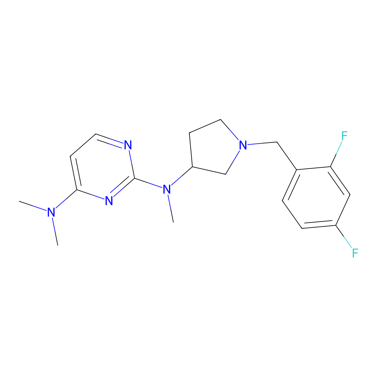 N2-{1-[(2,4-difluorophenyl)methyl]pyrrolidin-3-yl}-N2,N4,N4-trimethylpyrimidine-2,4-diamine molecular structure, CAS 3054627-17-4