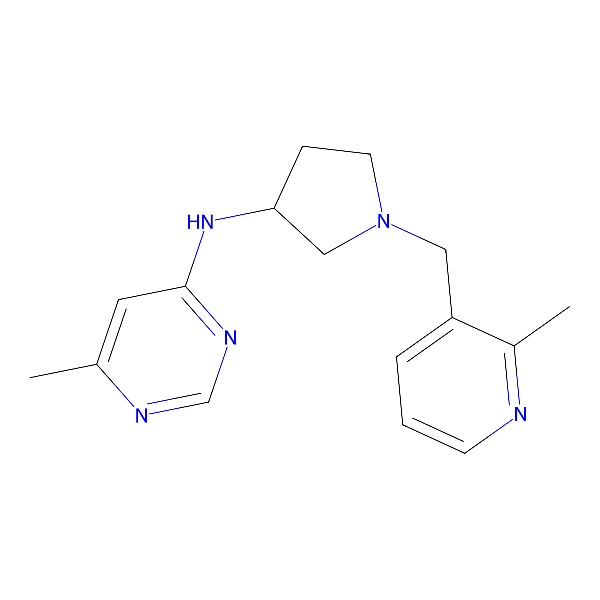 6-methyl-N-{1-[(2-methylpyridin-3-yl)methyl]pyrrolidin-3-yl}pyrimidin-4-amine molecular structure, CAS 3054627-20-9