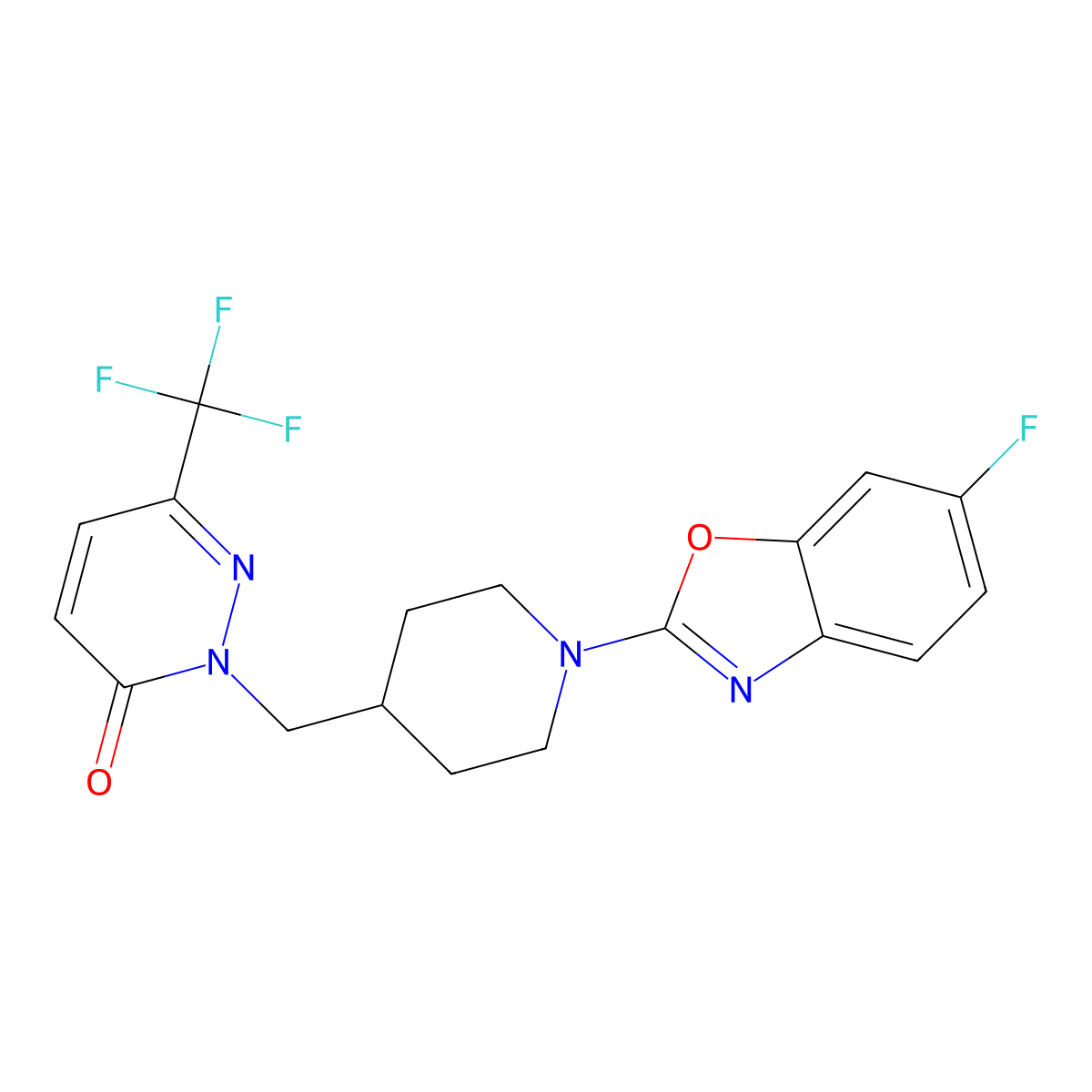 2-{[1-(6-Fluoro-1,3-benzoxazol-2-yl)piperidin-4-yl]methyl}-6-(trifluoromethyl)-2,3-dihydropyridazin-3-one molecular structure, CAS 3054627-23-2