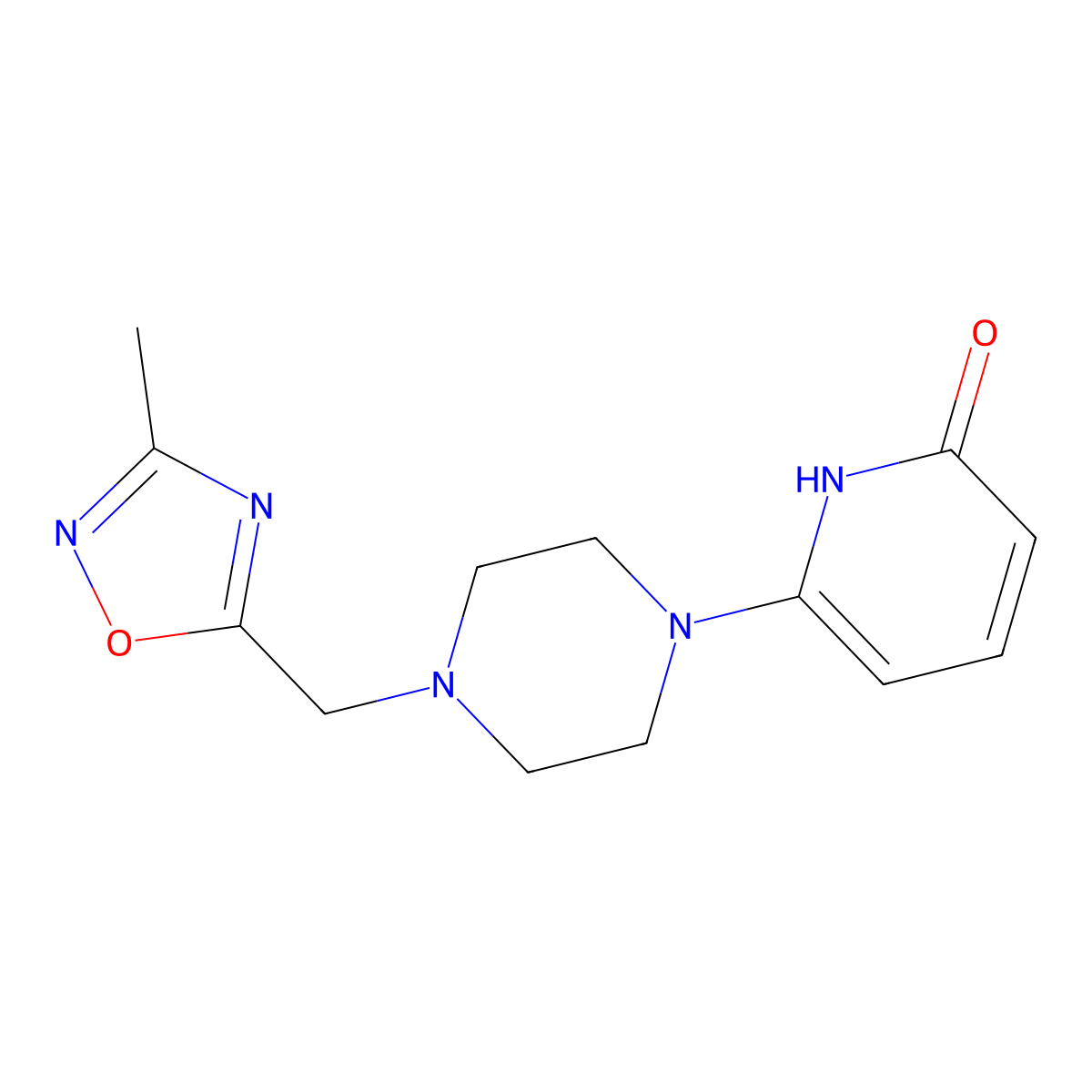 6-{4-[(3-Methyl-1,2,4-oxadiazol-5-yl)methyl]piperazin-1-yl}-1,2-dihydropyridin-2-one molecular structure, CAS 3054627-26-5