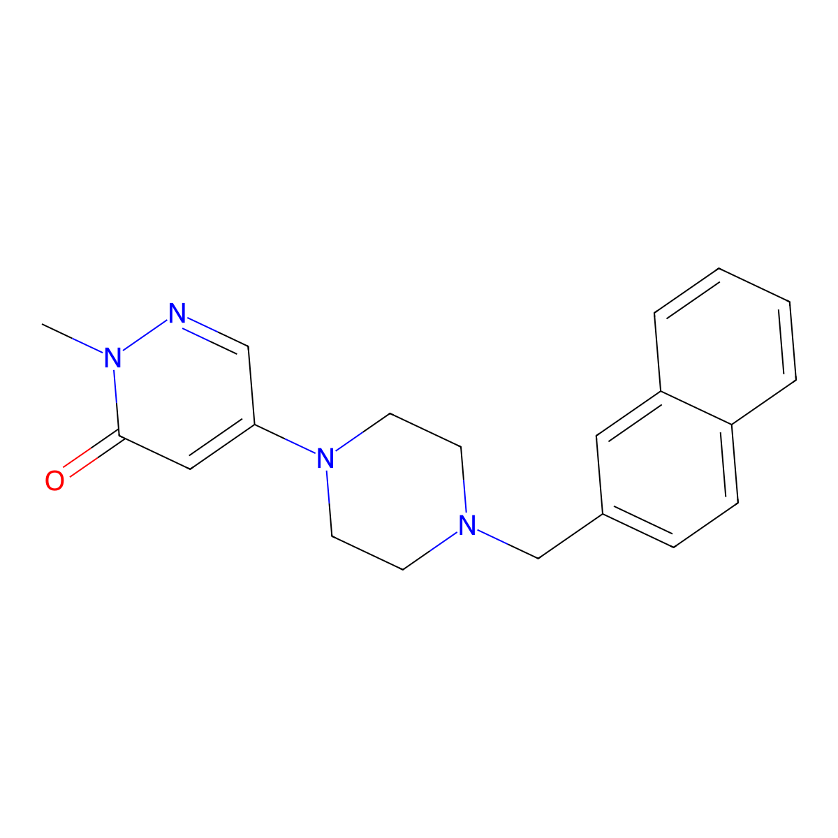 2-Methyl-5-{4-[(naphthalen-2-yl)methyl]piperazin-1-yl}-2,3-dihydropyridazin-3-one molecular structure, CAS 3054627-28-7