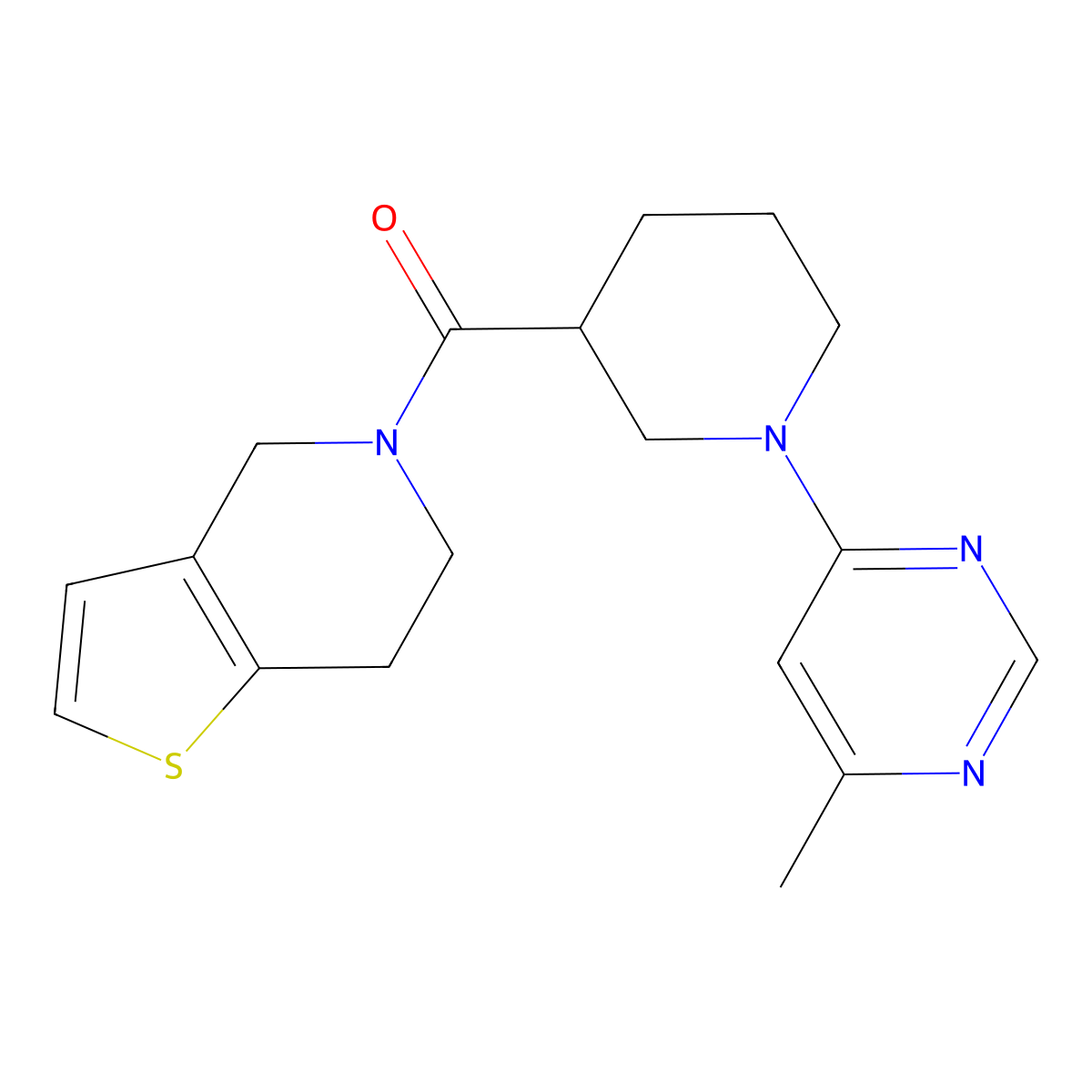 4-methyl-6-(3-{4H,5H,6H,7H-thieno[3,2-c]pyridine-5-carbonyl}piperidin-1-yl)pyrimidine molecular structure, CAS 3054627-37-8