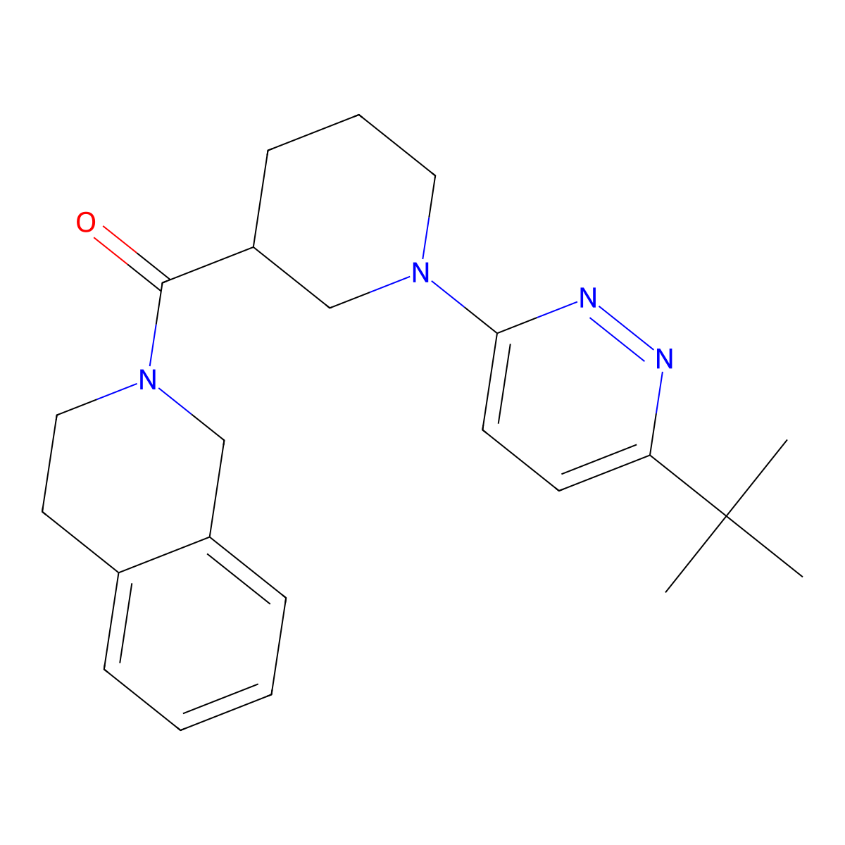 2-[1-(6-Tert-butylpyridazin-3-yl)piperidine-3-carbonyl]-1,2,3,4-tetrahydroisoquinoline molecular structure, CAS 3054627-41-4