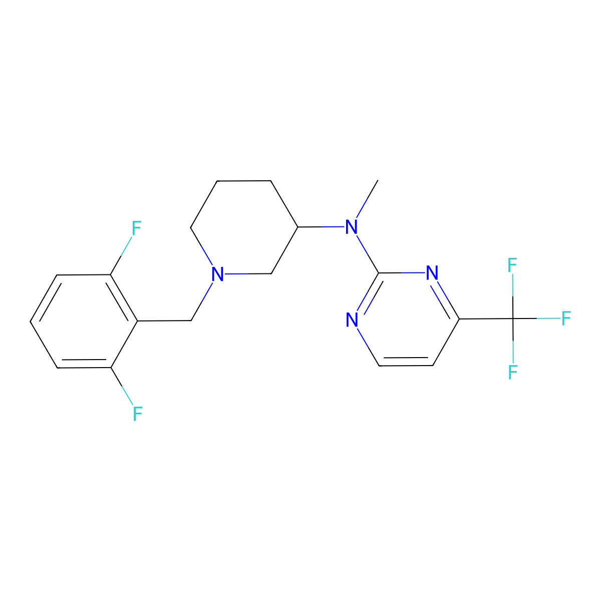 N-{1-[(2,6-difluorophenyl)methyl]piperidin-3-yl}-N-methyl-4-(trifluoromethyl)pyrimidin-2-amine molecular structure, CAS 3054627-43-6