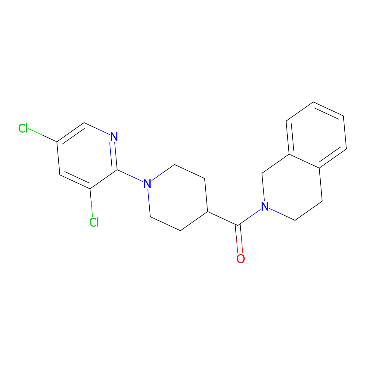 2-[1-(3,5-Dichloropyridin-2-yl)piperidine-4-carbonyl]-1,2,3,4-tetrahydroisoquinoline molecular structure, CAS 3054627-46-9