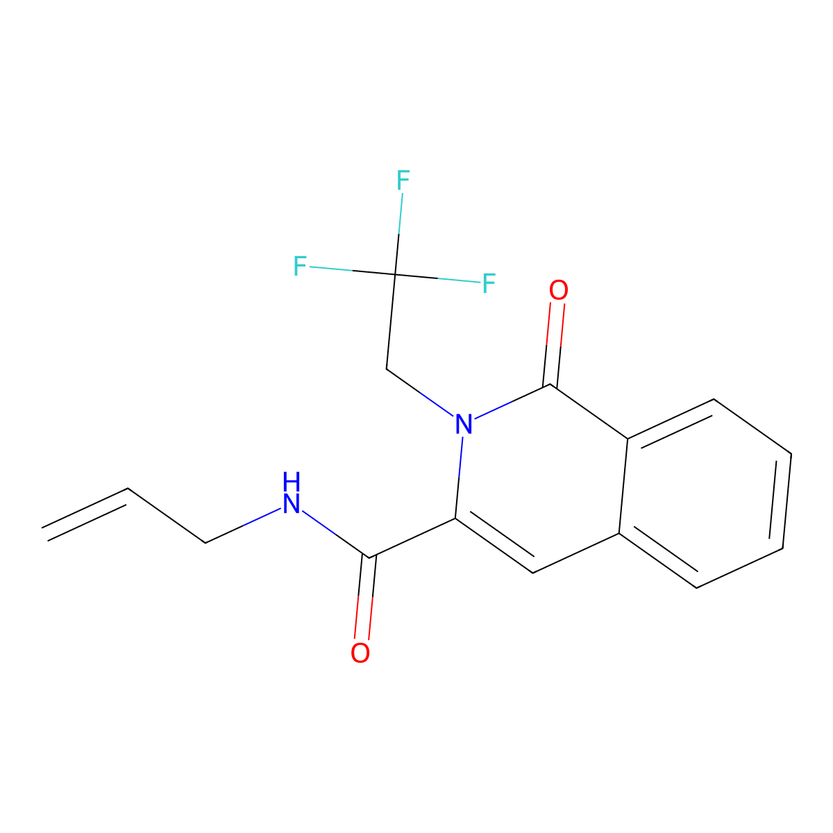 1-oxo-N-(prop-2-en-1-yl)-2-(2,2,2-trifluoroethyl)-1,2-dihydroisoquinoline-3-carboxamide molecular structure, CAS 3054627-52-7