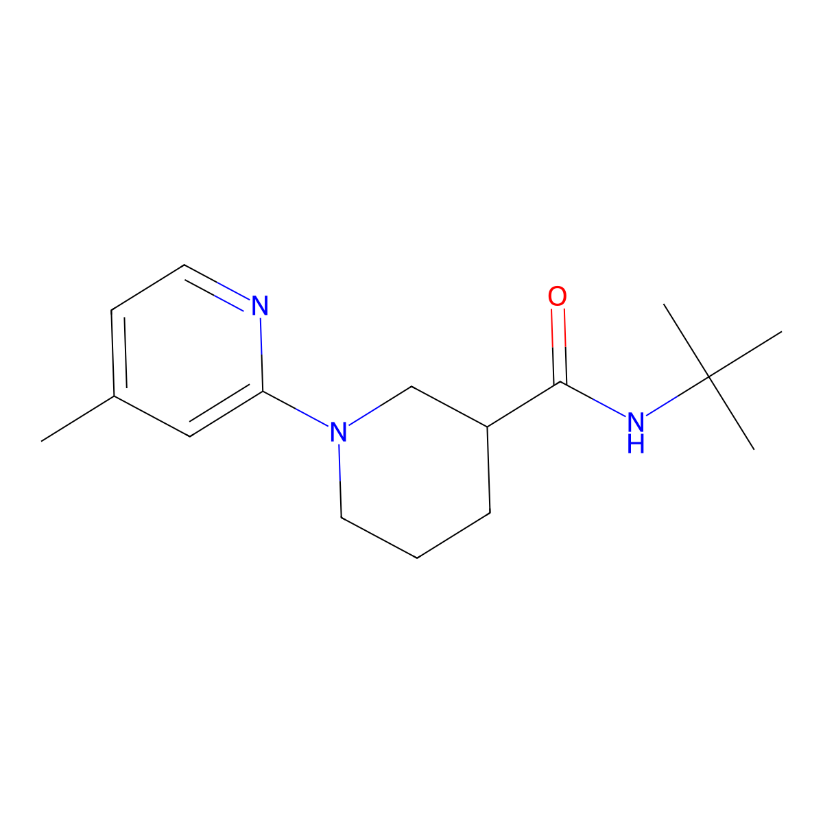 N-tert-butyl-1-(4-methylpyridin-2-yl)piperidine-3-carboxamide molecular structure, CAS 3054627-61-8