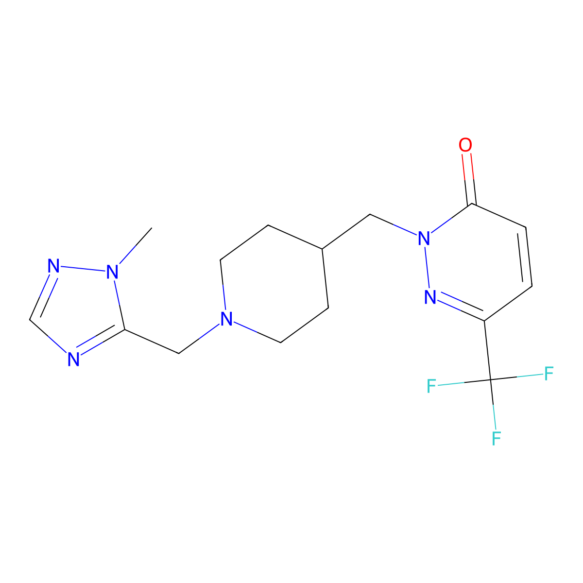 2-({1-[(1-methyl-1H-1,2,4-triazol-5-yl)methyl]piperidin-4-yl}methyl)-6-(trifluoromethyl)-2,3-dihydropyridazin-3-one molecular structure, CAS 3054627-62-9