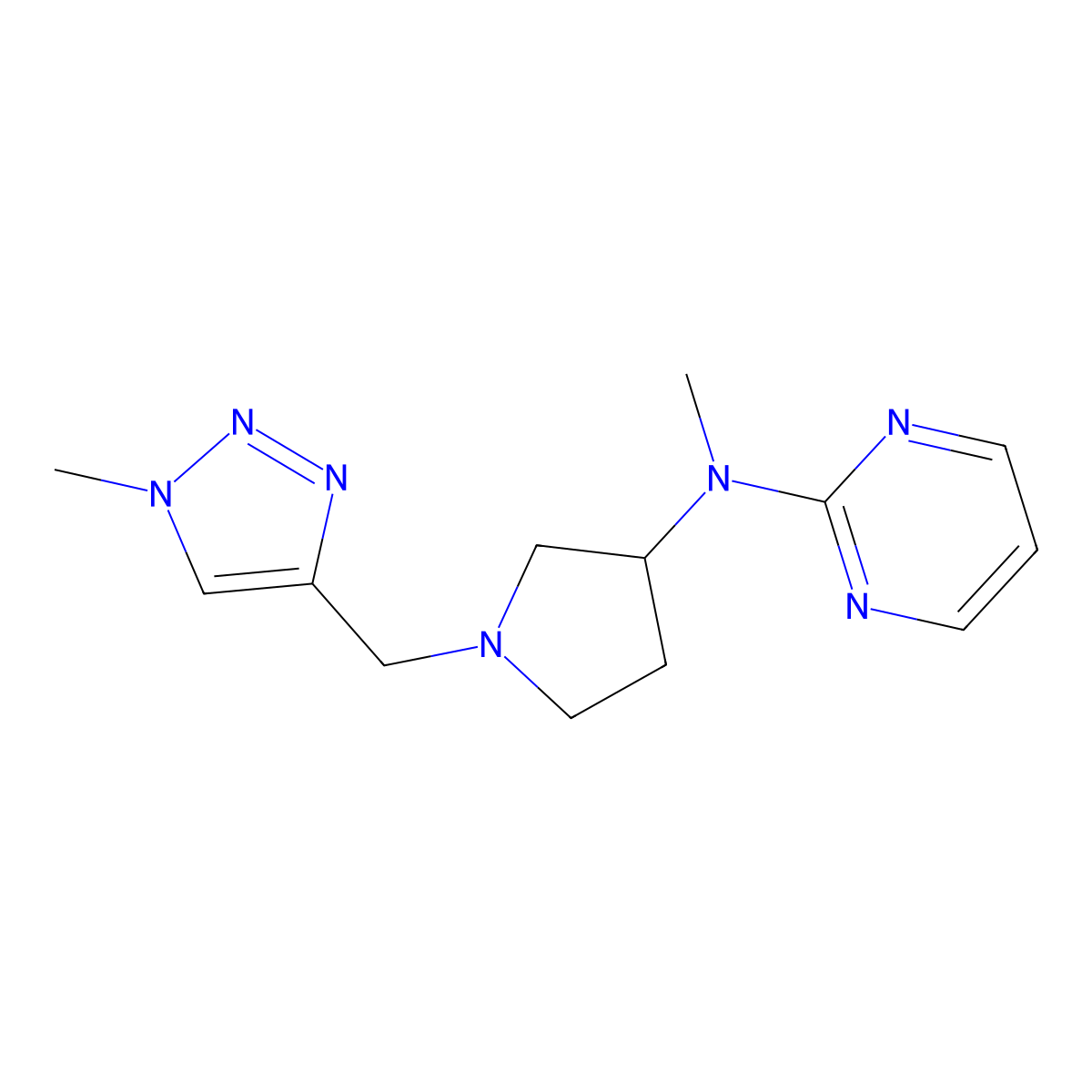 N-methyl-N-{1-[(1-methyl-1H-1,2,3-triazol-4-yl)methyl]pyrrolidin-3-yl}pyrimidin-2-amine molecular structure, CAS 3054627-64-1