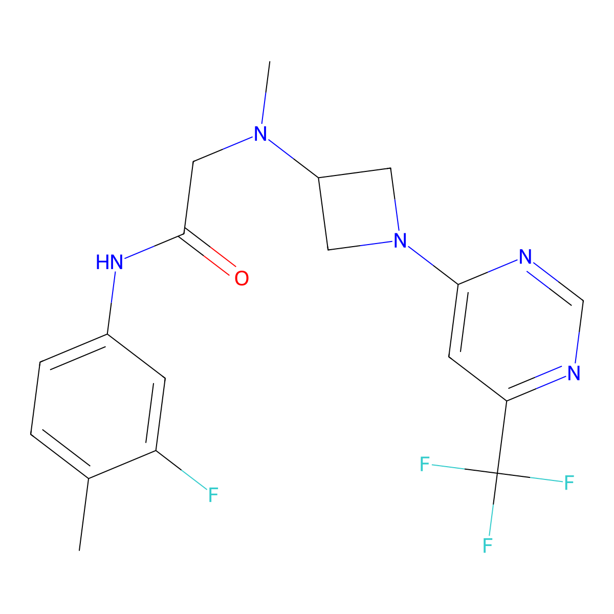 N-(3-fluoro-4-methylphenyl)-2-[methyl({1-[6-(trifluoromethyl)pyrimidin-4-yl]azetidin-3-yl})amino]acetamide molecular structure, CAS 3054627-67-4