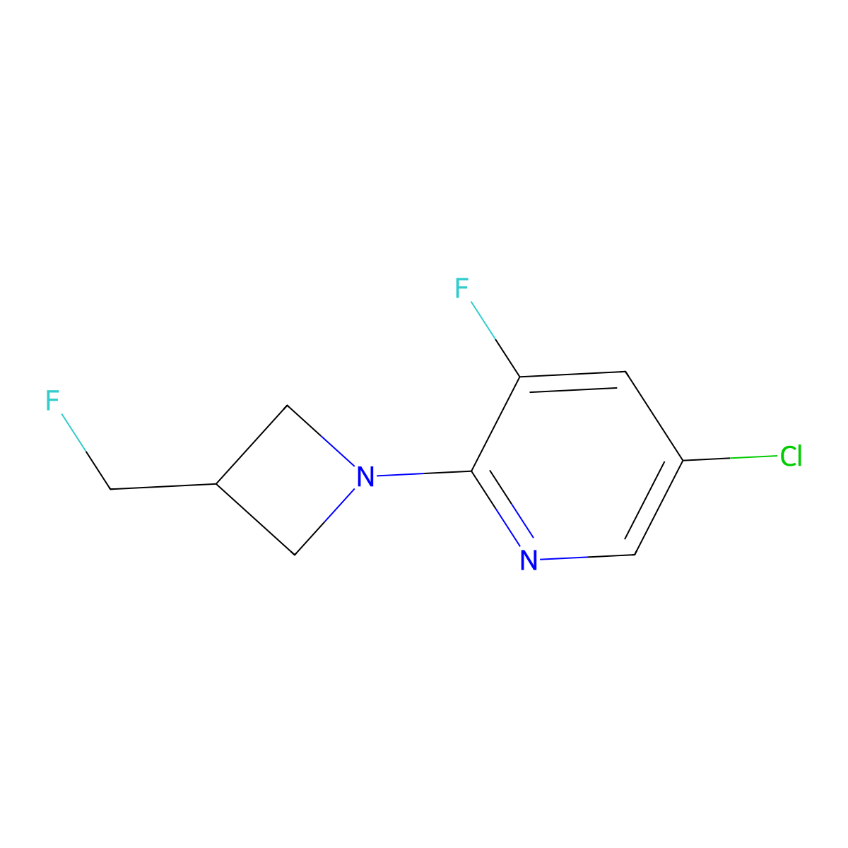 5-Chloro-3-fluoro-2-[3-(fluoromethyl)azetidin-1-yl]pyridine molecular structure, CAS 3054627-69-6