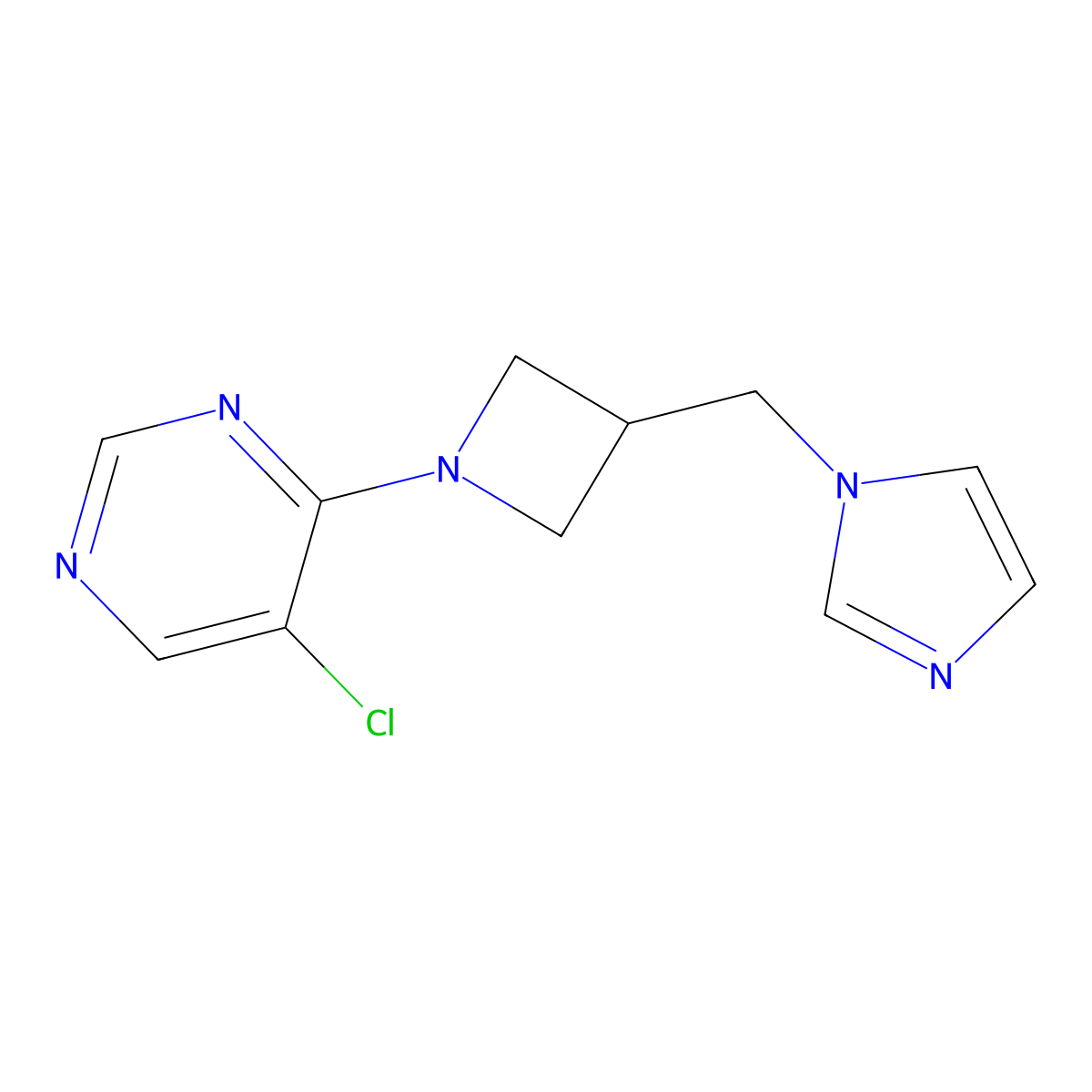 5-chloro-4-{3-[(1H-imidazol-1-yl)methyl]azetidin-1-yl}pyrimidine molecular structure, CAS 3054627-78-7