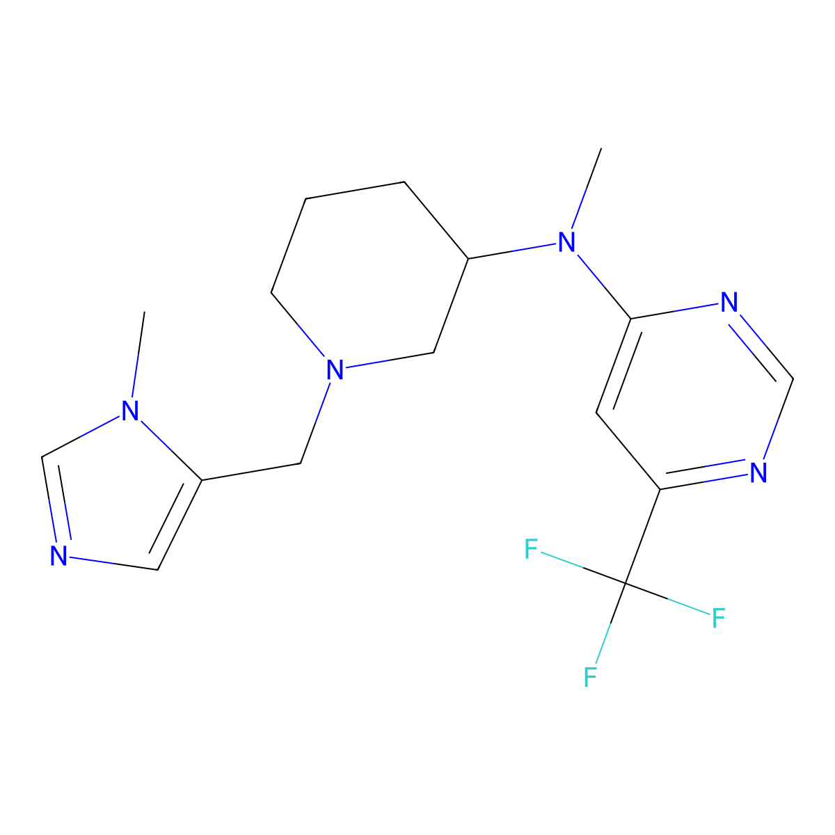N-methyl-N-{1-[(1-methyl-1H-imidazol-5-yl)methyl]piperidin-3-yl}-6-(trifluoromethyl)pyrimidin-4-amine molecular structure, CAS 3054627-80-1