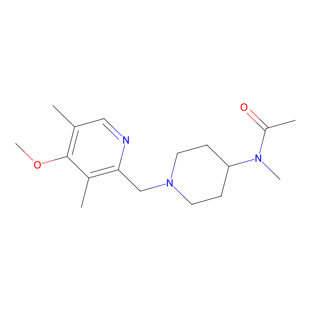 N-{1-[(4-methoxy-3,5-dimethylpyridin-2-yl)methyl]piperidin-4-yl}-N-methylacetamide molecular structure, CAS 3054627-81-2