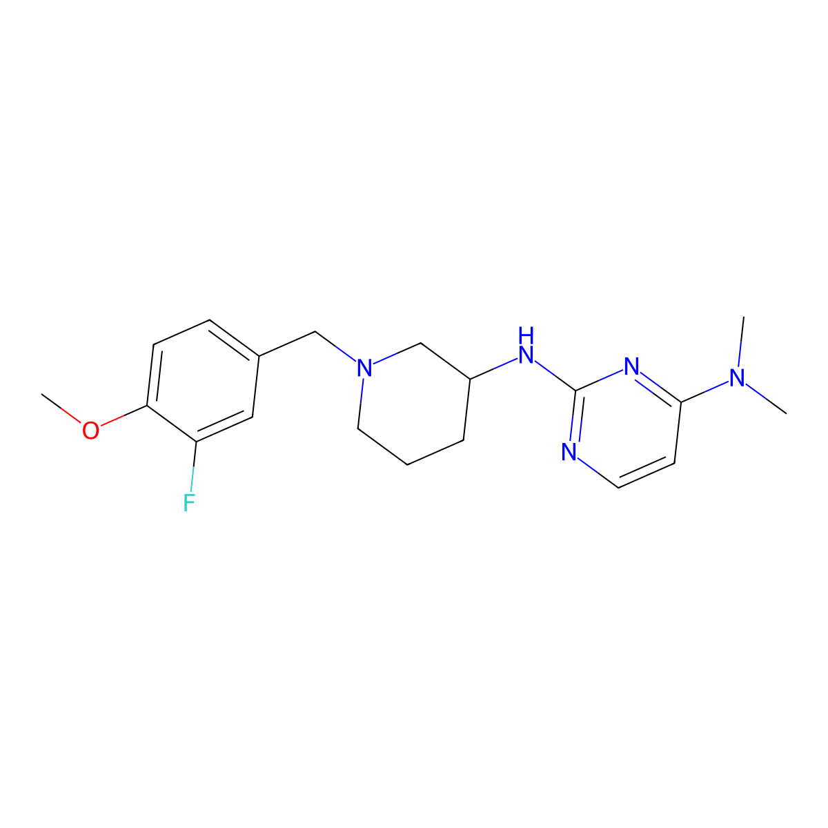 N2-{1-[(3-fluoro-4-methoxyphenyl)methyl]piperidin-3-yl}-N4,N4-dimethylpyrimidine-2,4-diamine molecular structure, CAS 3054627-82-3