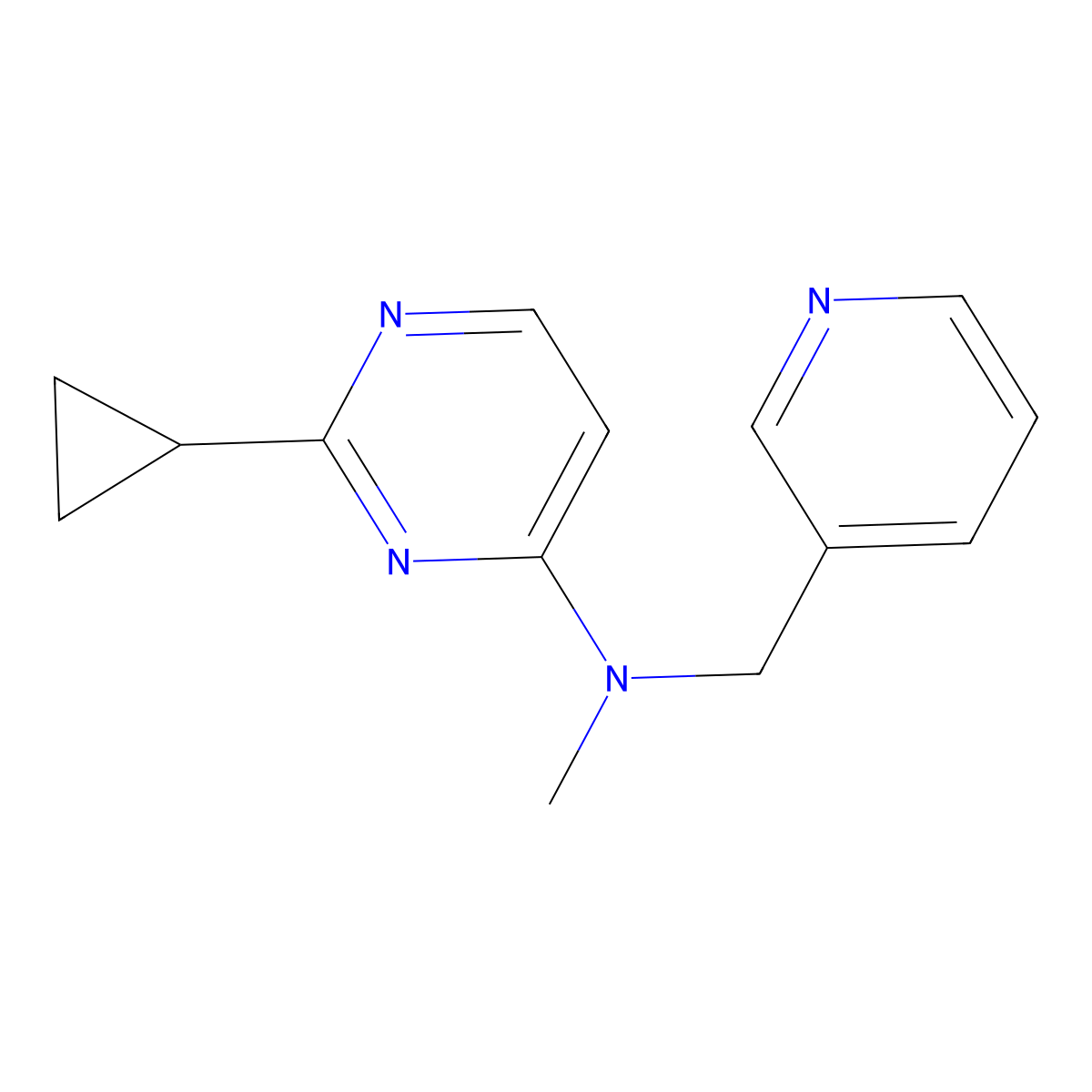 2-cyclopropyl-N-methyl-N-[(pyridin-3-yl)methyl]pyrimidin-4-amine molecular structure, CAS 3054627-85-6