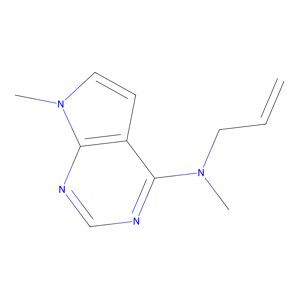 N,7-dimethyl-N-(prop-2-en-1-yl)-7H-pyrrolo[2,3-d]pyrimidin-4-amine molecular structure, CAS 3054627-90-3