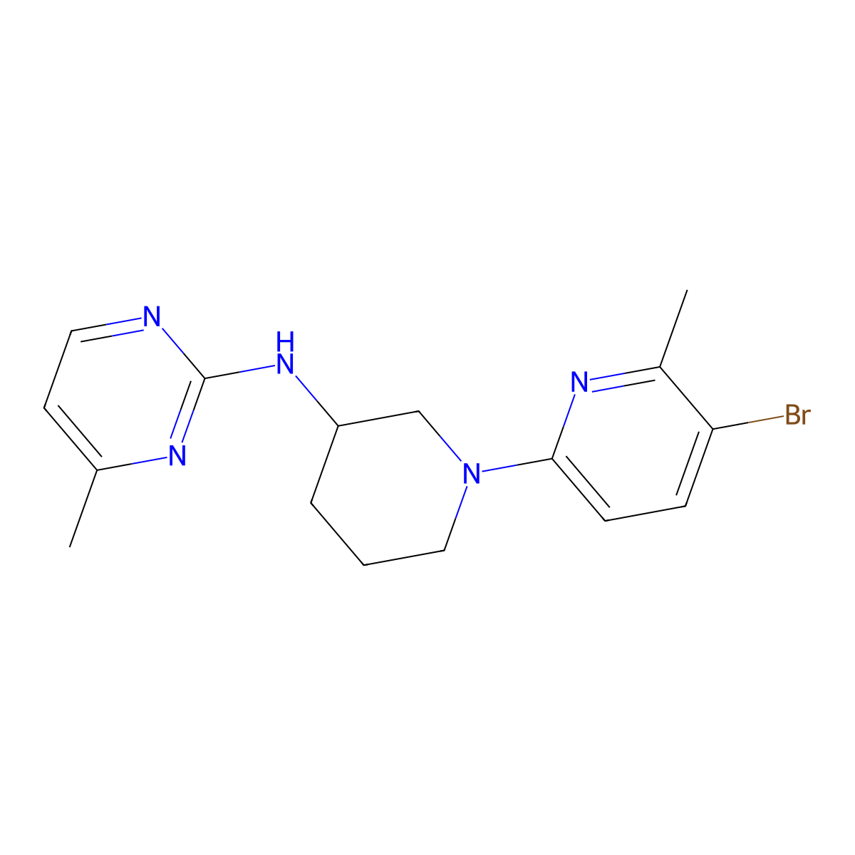 N-[1-(5-bromo-6-methylpyridin-2-yl)piperidin-3-yl]-4-methylpyrimidin-2-amine molecular structure, CAS 3054627-93-6
