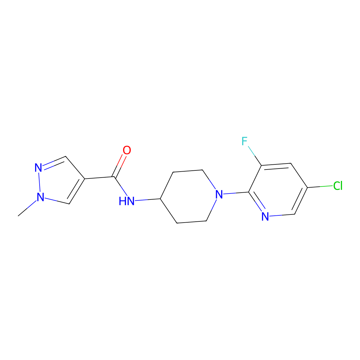 N-[1-(5-chloro-3-fluoropyridin-2-yl)piperidin-4-yl]-1-methyl-1H-pyrazole-4-carboxamide molecular structure, CAS 3054627-96-9