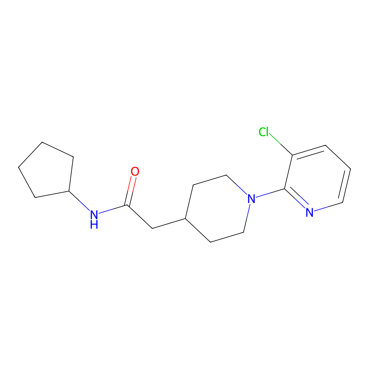 2-[1-(3-chloropyridin-2-yl)piperidin-4-yl]-N-cyclopentylacetamide molecular structure, CAS 3054628-05-3