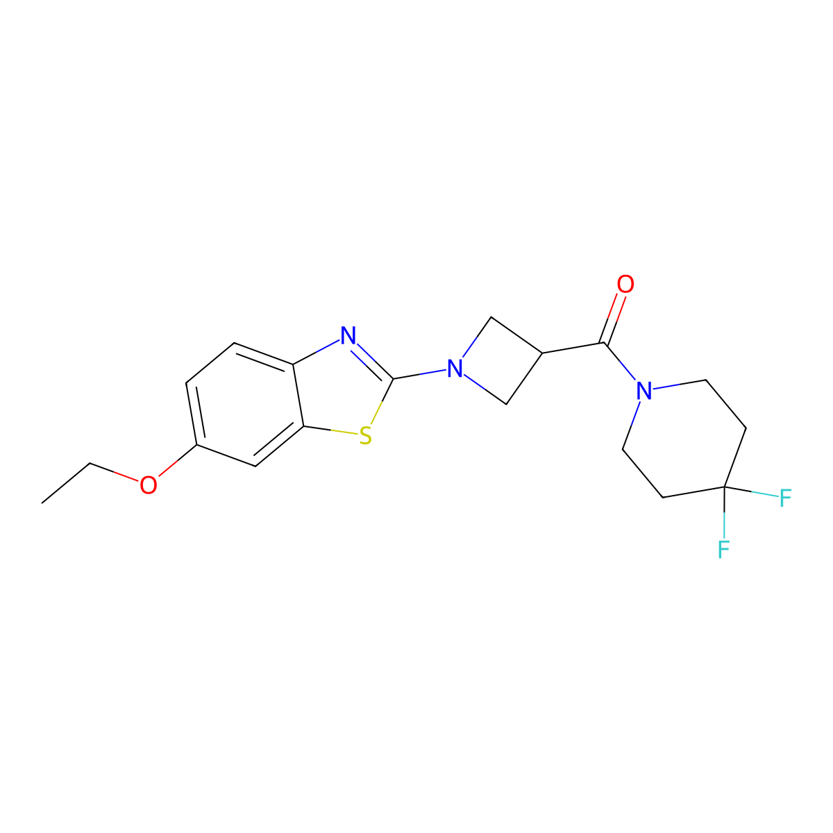 2-[3-(4,4-Difluoropiperidine-1-carbonyl)azetidin-1-yl]-6-ethoxy-1,3-benzothiazole molecular structure, CAS 3054628-32-6