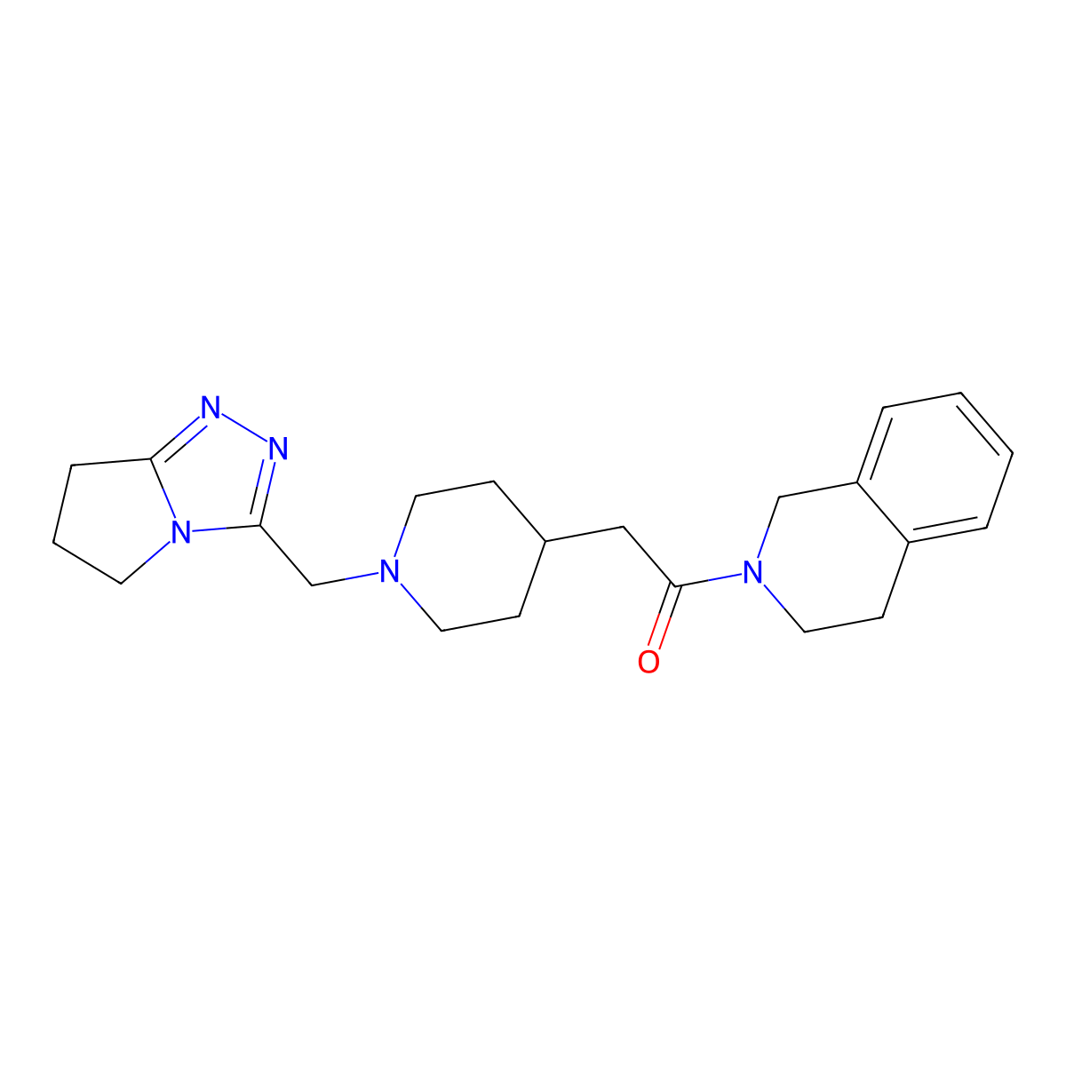 2-[1-({5H,6H,7H-pyrrolo[2,1-c][1,2,4]triazol-3-yl}methyl)piperidin-4-yl]-1-(1,2,3,4-tetrahydroisoquinolin-2-yl)ethan-1-one molecular structure, CAS 3054628-35-9