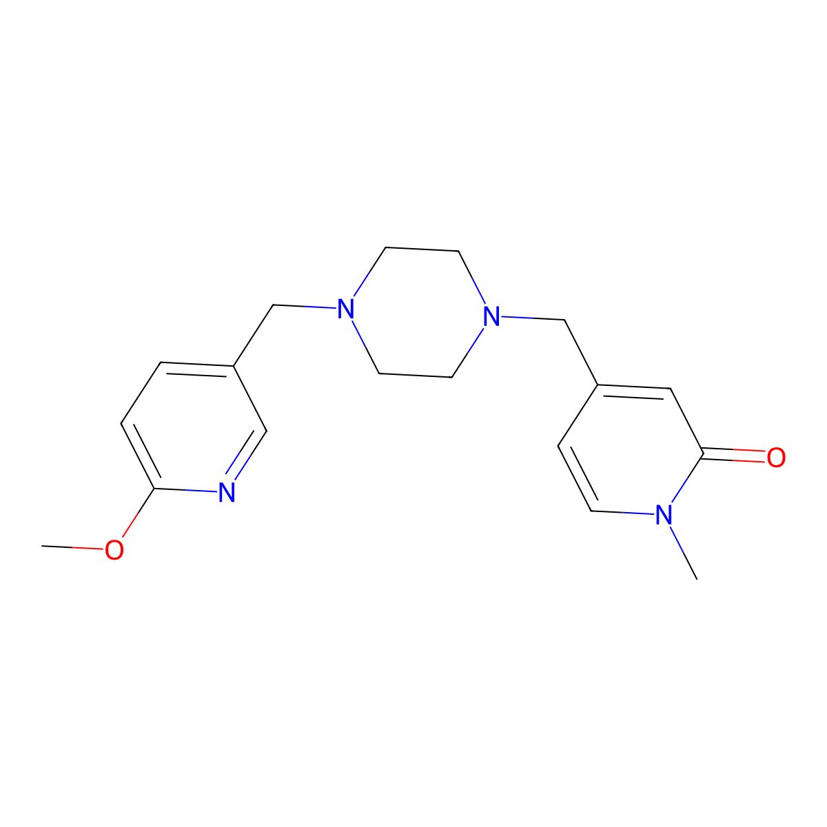 4-({4-[(6-Methoxypyridin-3-yl)methyl]piperazin-1-yl}methyl)-1-methyl-1,2-dihydropyridin-2-one molecular structure, CAS 3054628-37-1