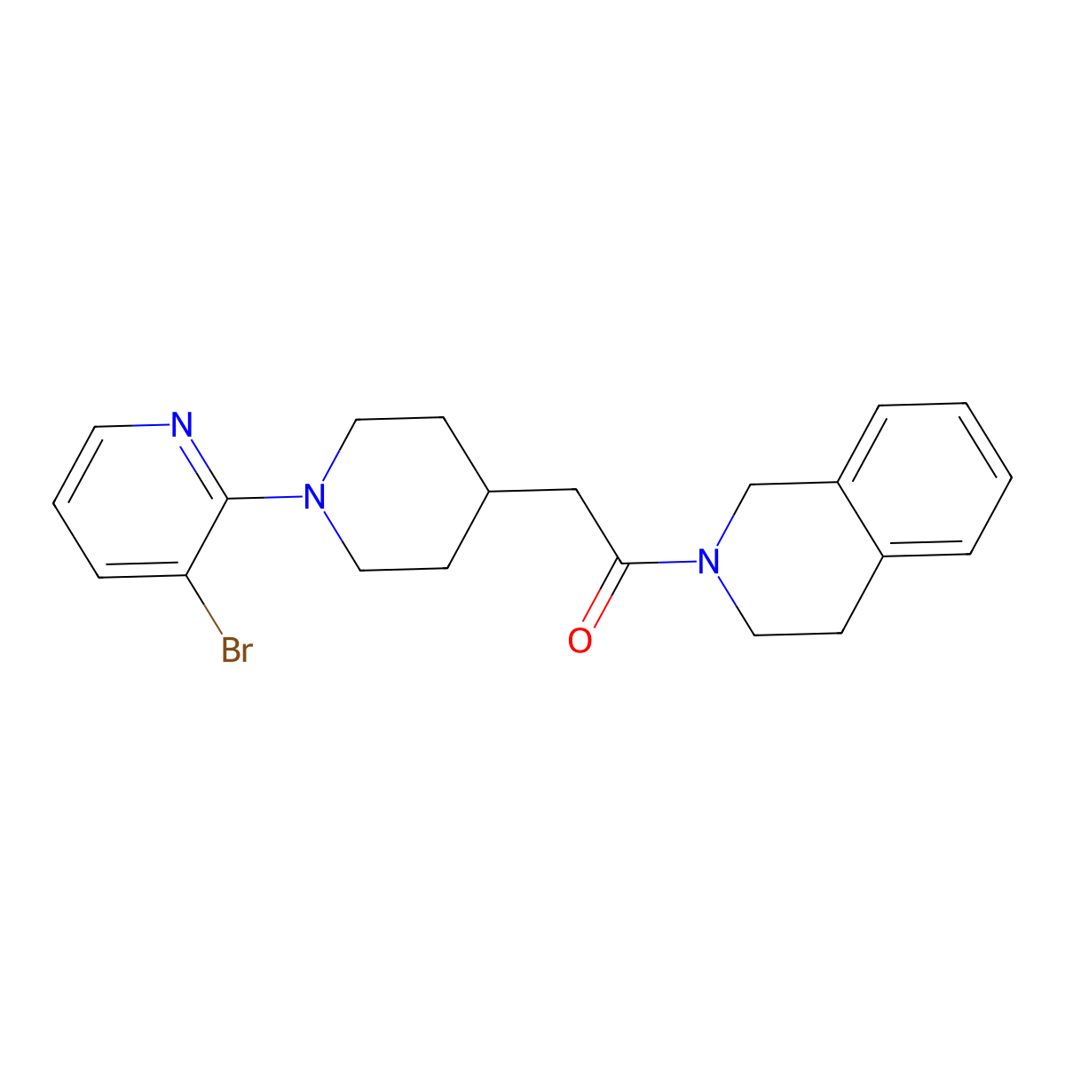 2-[1-(3-Bromopyridin-2-yl)piperidin-4-yl]-1-(1,2,3,4-tetrahydroisoquinolin-2-yl)ethan-1-one molecular structure, CAS 3054628-39-3