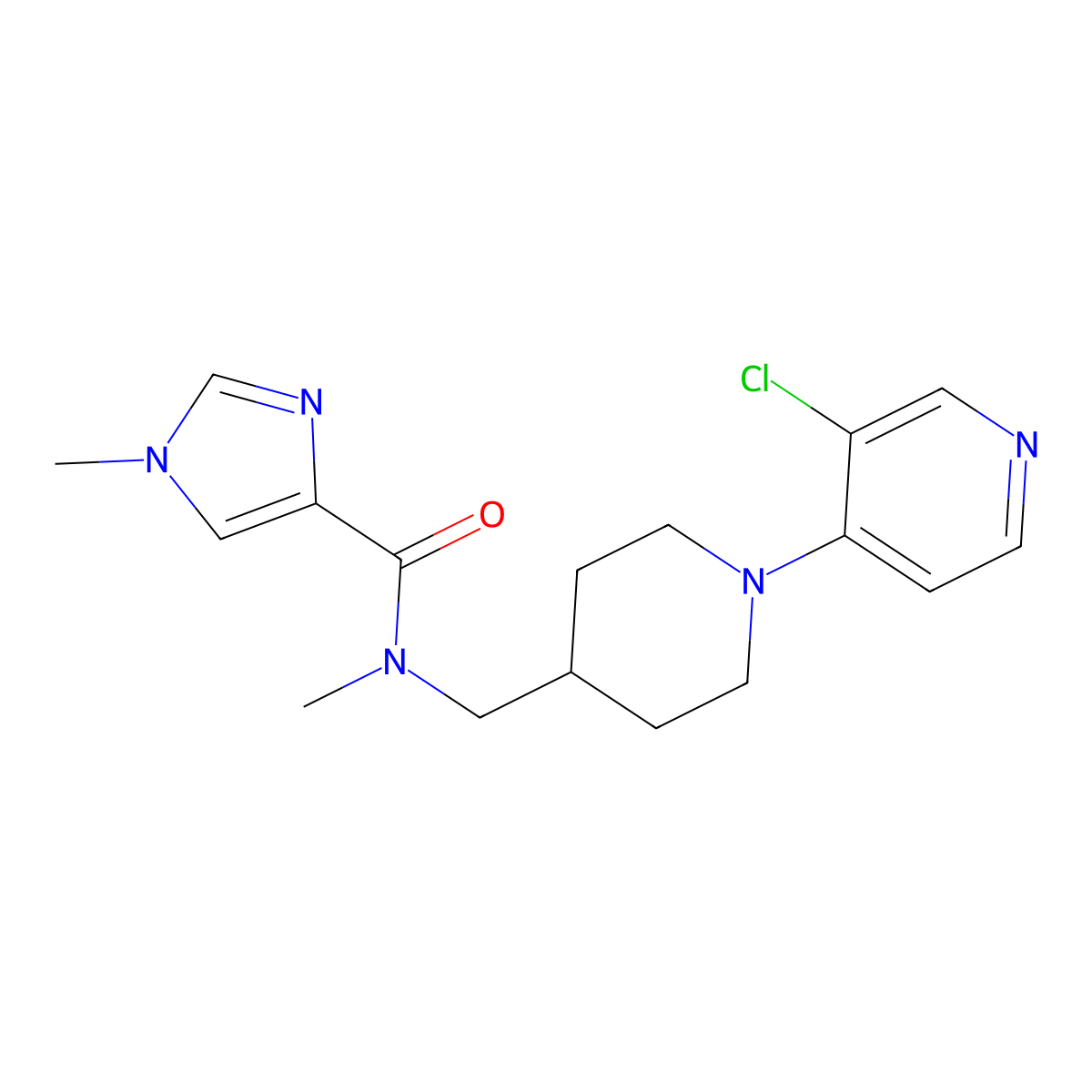 N-{[1-(3-chloropyridin-4-yl)piperidin-4-yl]methyl}-N,1-dimethyl-1H-imidazole-4-carboxamide molecular structure, CAS 3054628-41-7