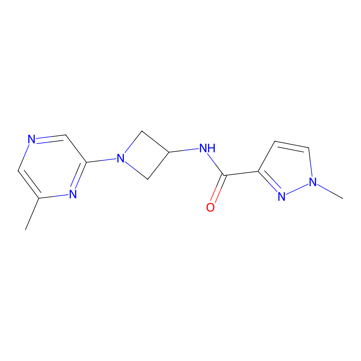 1-methyl-N-[1-(6-methylpyrazin-2-yl)azetidin-3-yl]-1H-pyrazole-3-carboxamide molecular structure, CAS 3054628-48-4