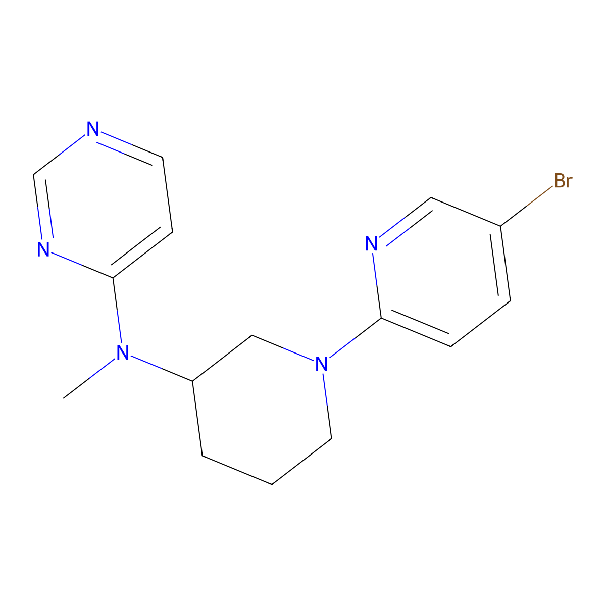 N-[1-(5-bromopyridin-2-yl)piperidin-3-yl]-N-methylpyrimidin-4-amine molecular structure, CAS 3054628-49-5
