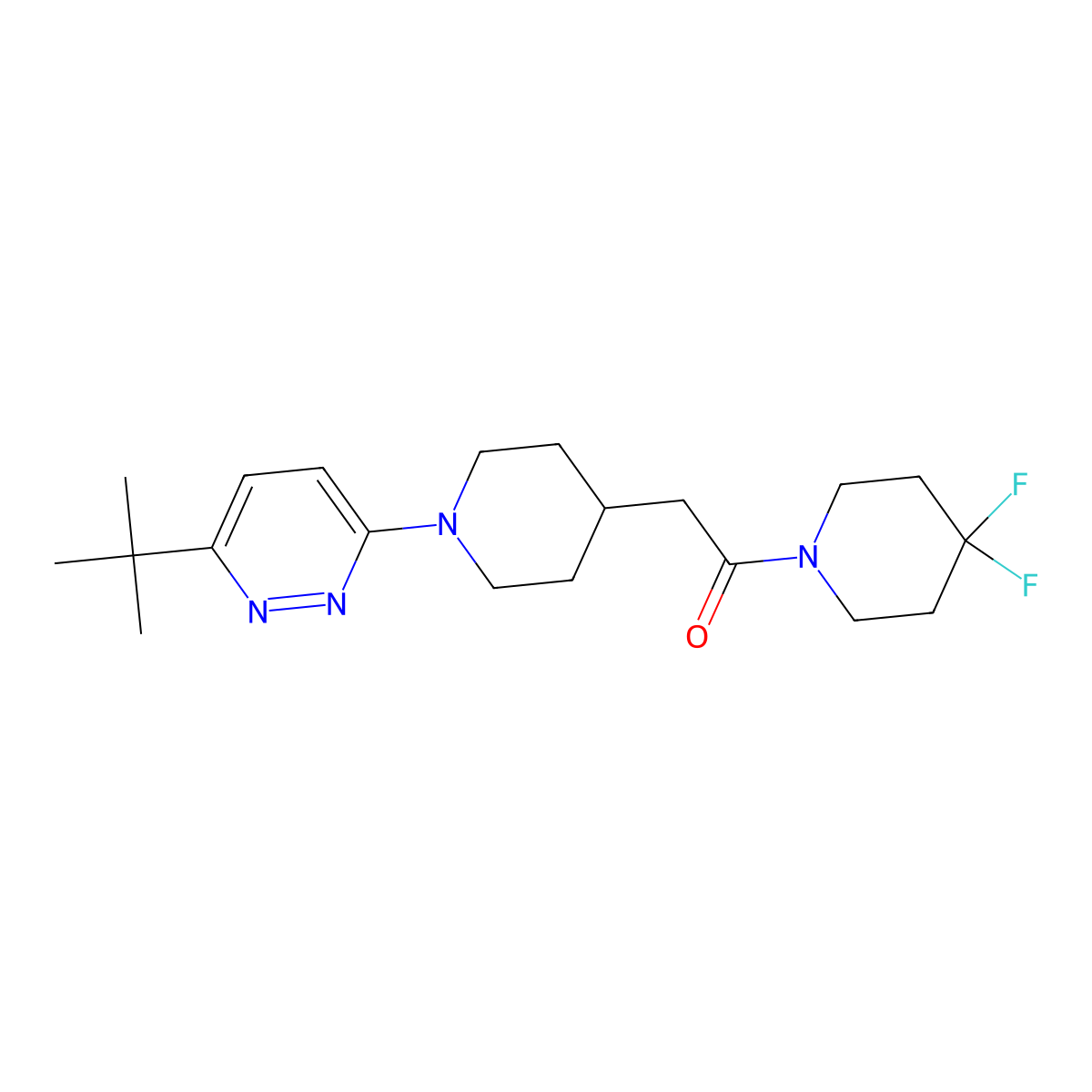 2-[1-(6-Tert-butylpyridazin-3-yl)piperidin-4-yl]-1-(4,4-difluoropiperidin-1-yl)ethan-1-one molecular structure, CAS 3054628-55-3