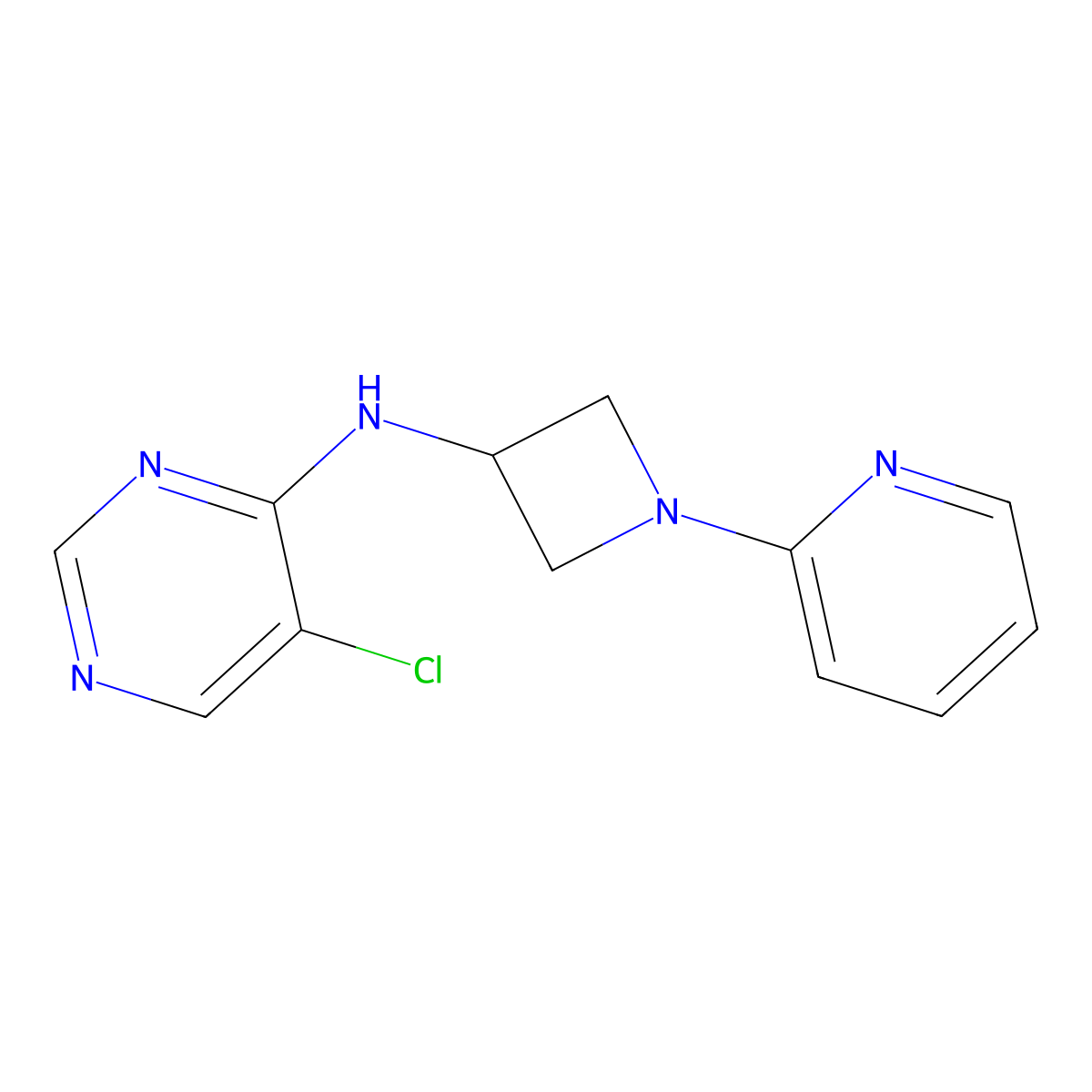 5-chloro-N-[1-(pyridin-2-yl)azetidin-3-yl]pyrimidin-4-amine molecular structure, CAS 3054628-58-6