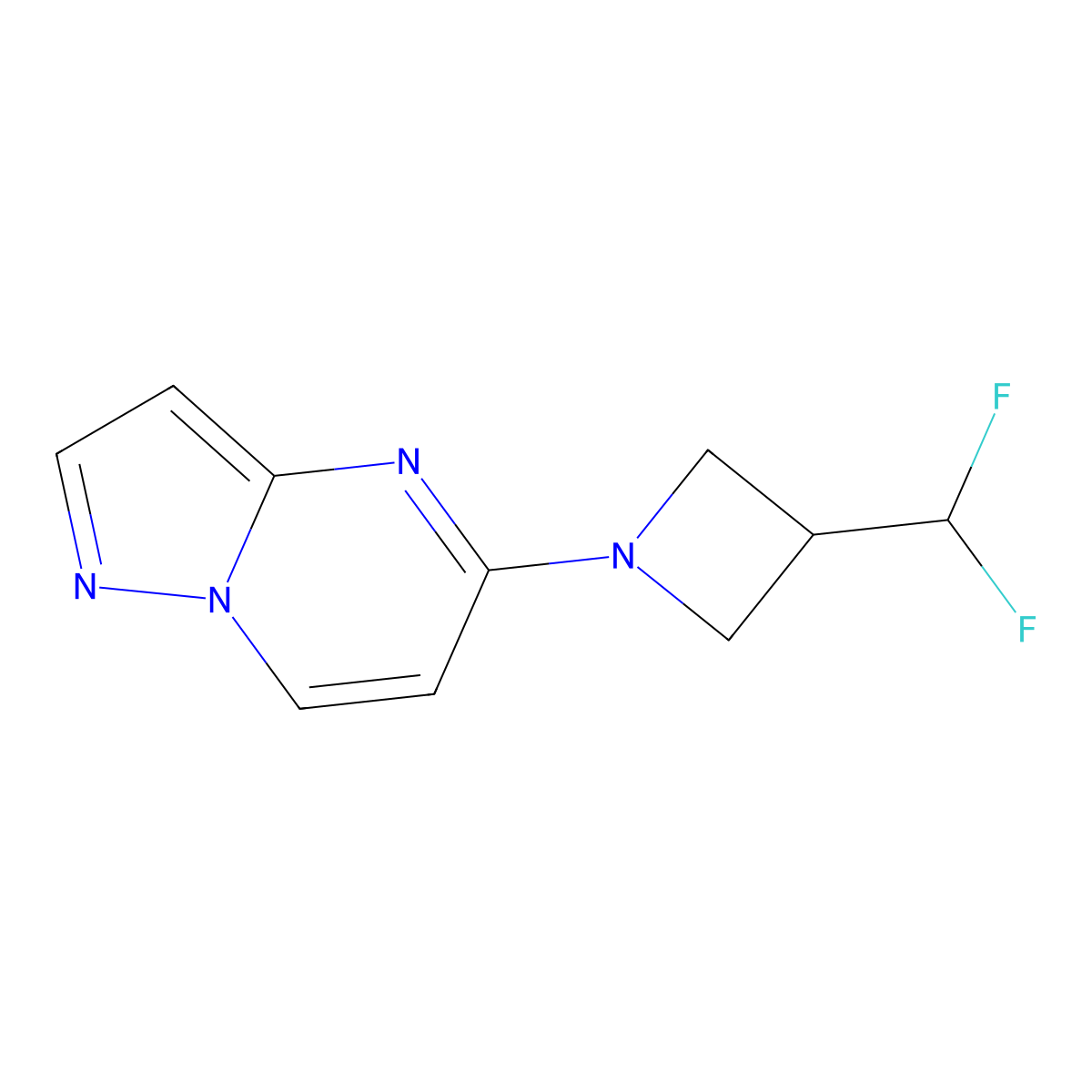 3-(Difluoromethyl)-1-{pyrazolo[1,5-a]pyrimidin-5-yl}azetidine molecular structure, CAS 3054628-68-8