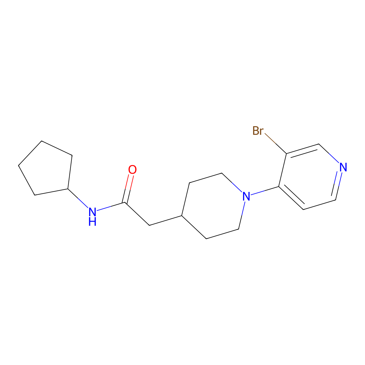 2-[1-(3-bromopyridin-4-yl)piperidin-4-yl]-N-cyclopentylacetamide molecular structure, CAS 3054628-71-3