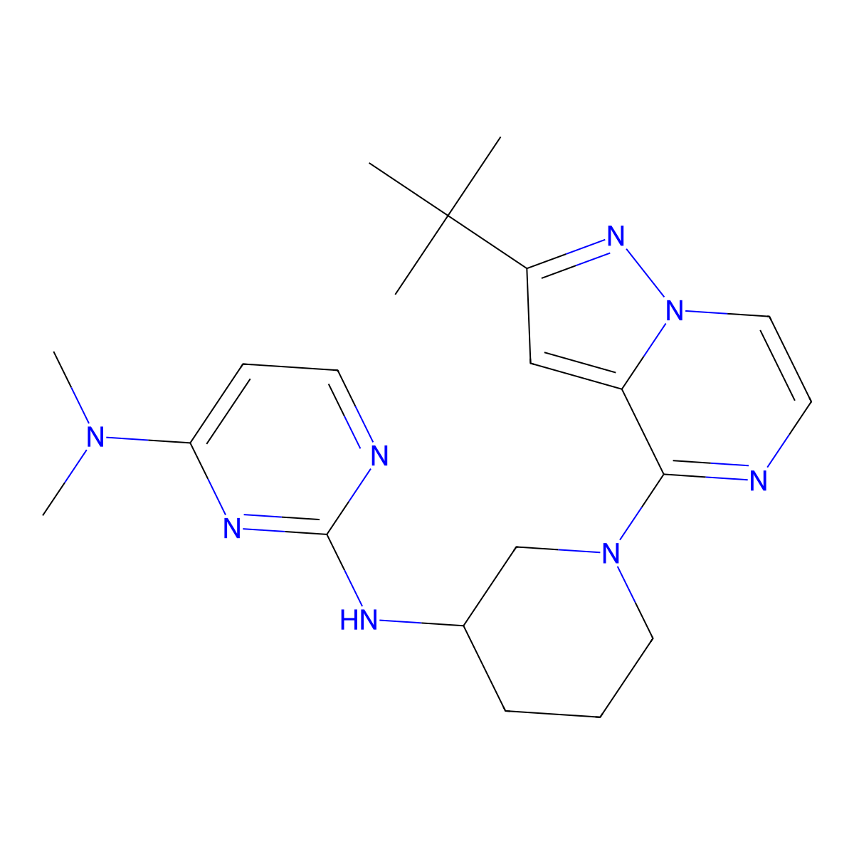 N2-(1-{2-tert-butylpyrazolo[1,5-a]pyrazin-4-yl}piperidin-3-yl)-N4,N4-dimethylpyrimidine-2,4-diamine molecular structure, CAS 3054628-81-5