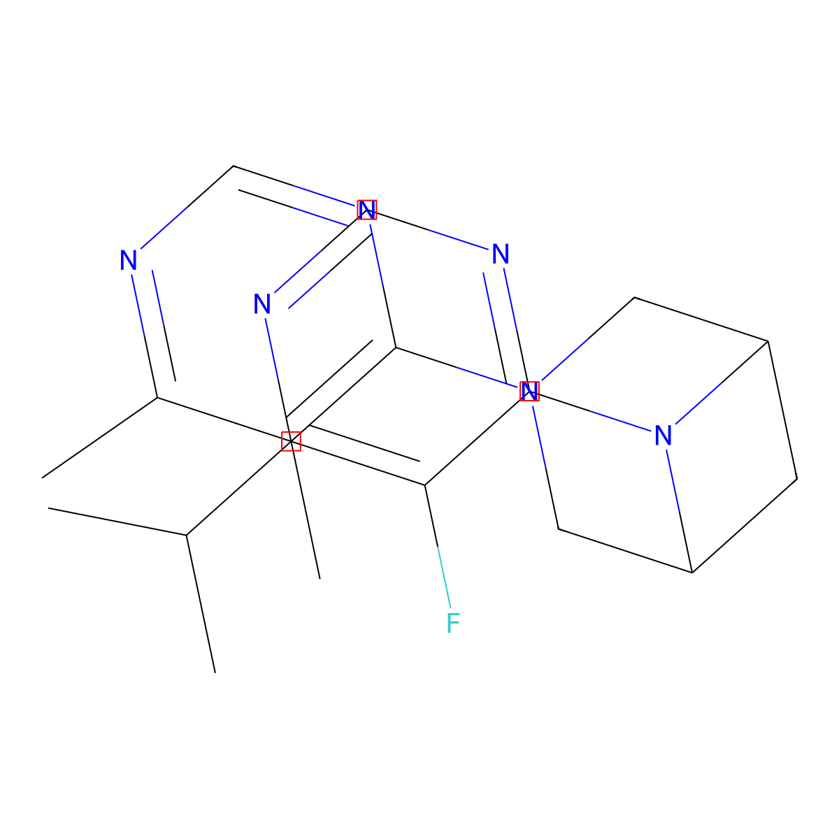 3-(5,6-Dimethylpyrimidin-4-yl)-6-[5-fluoro-6-(propan-2-yl)pyrimidin-4-yl]-3,6-diazabicyclo[3.1.1]heptane molecular structure, CAS 3054628-82-6