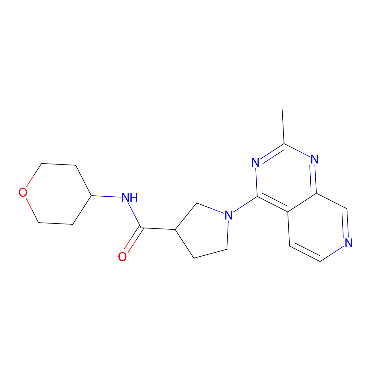 1-{2-methylpyrido[3,4-d]pyrimidin-4-yl}-N-(oxan-4-yl)pyrrolidine-3-carboxamide molecular structure, CAS 3054628-83-7