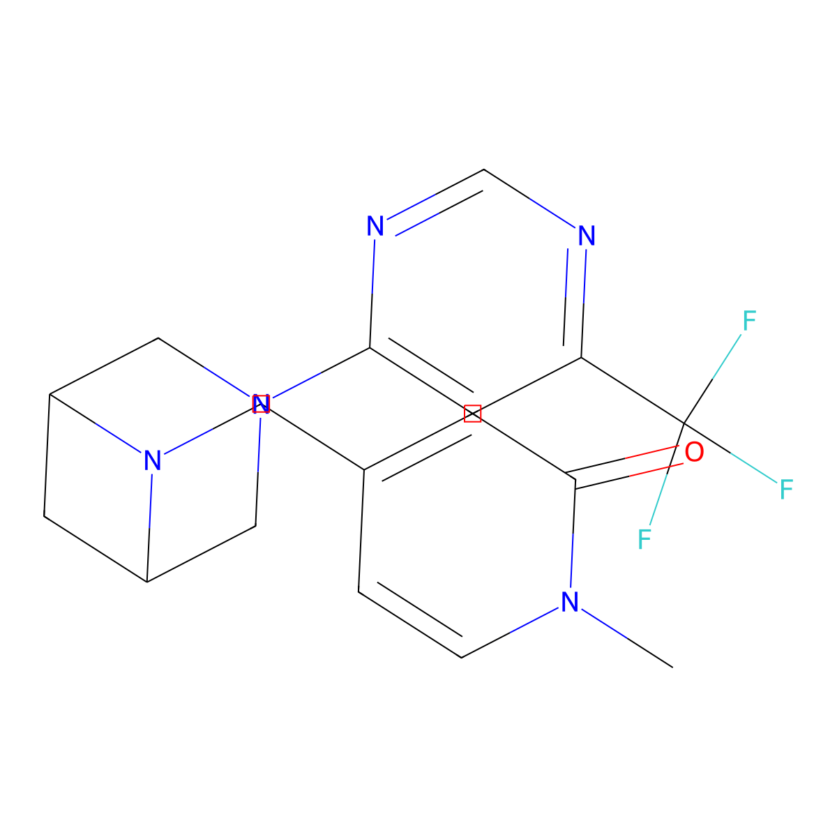 1-Methyl-4-({3-[6-(trifluoromethyl)pyrimidin-4-yl]-3,6-diazabicyclo[3.1.1]heptan-6-yl}methyl)-1,2-dihydropyridin-2-one molecular structure, CAS 3054628-84-8