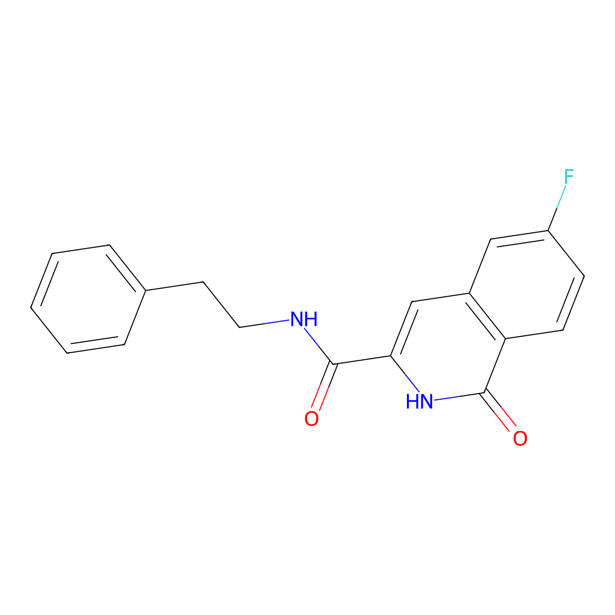 6-fluoro-1-oxo-N-(2-phenylethyl)-1,2-dihydroisoquinoline-3-carboxamide molecular structure, CAS 3054628-86-0