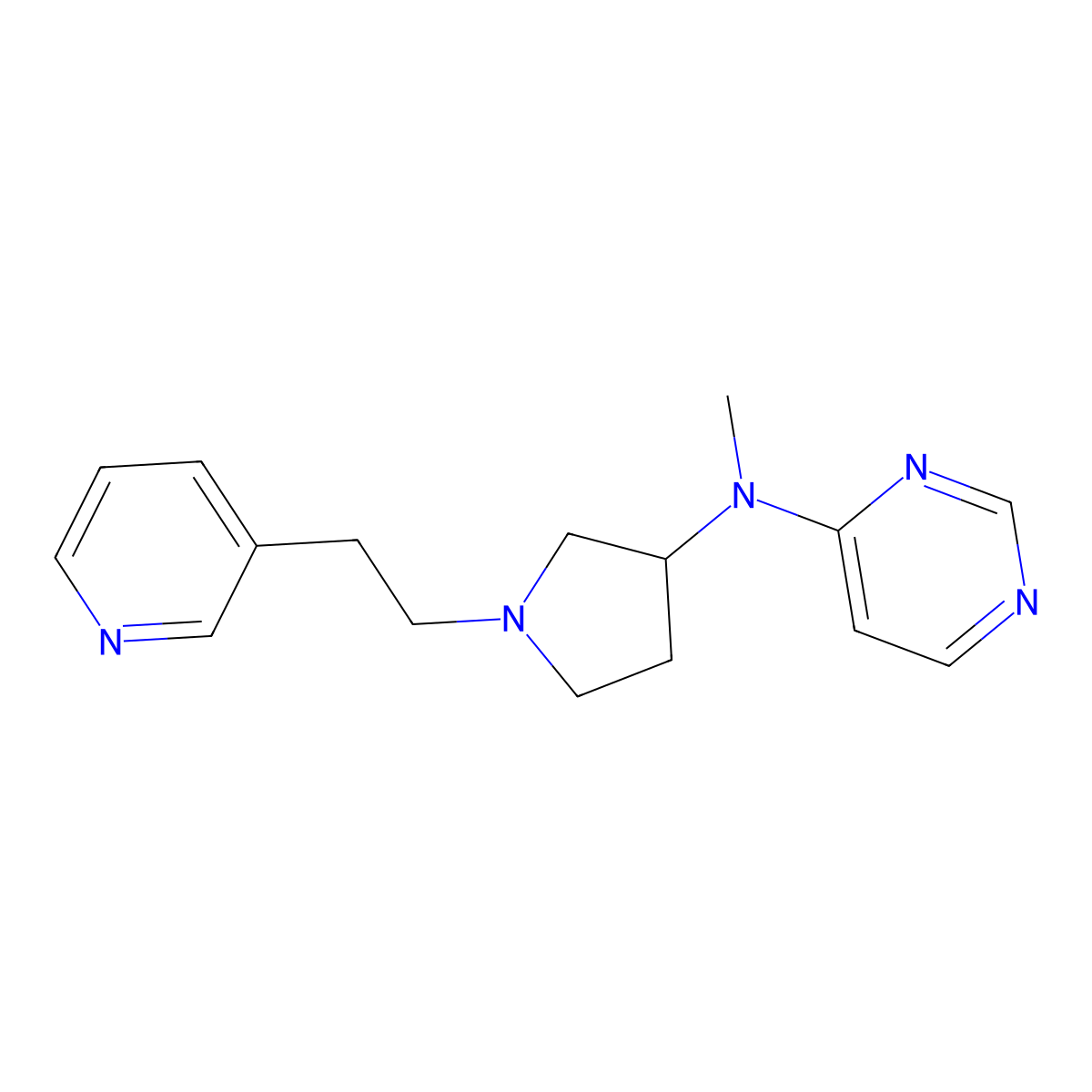 N-methyl-N-{1-[2-(pyridin-3-yl)ethyl]pyrrolidin-3-yl}pyrimidin-4-amine molecular structure, CAS 3054629-04-5