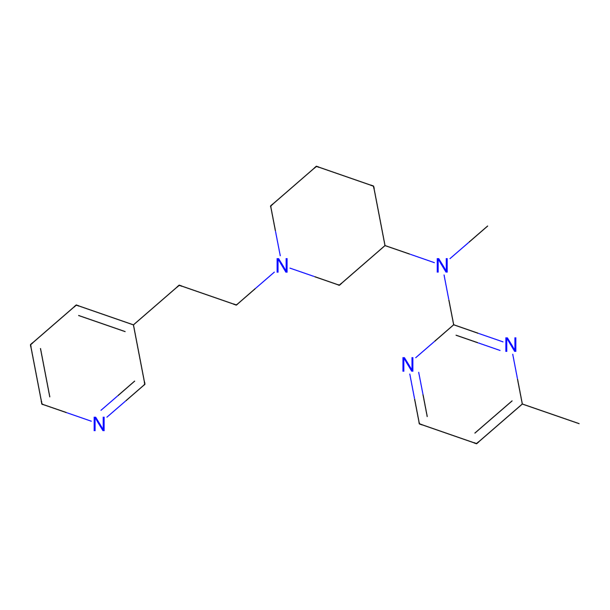 N,4-dimethyl-N-{1-[2-(pyridin-3-yl)ethyl]piperidin-3-yl}pyrimidin-2-amine molecular structure, CAS 3054629-05-6