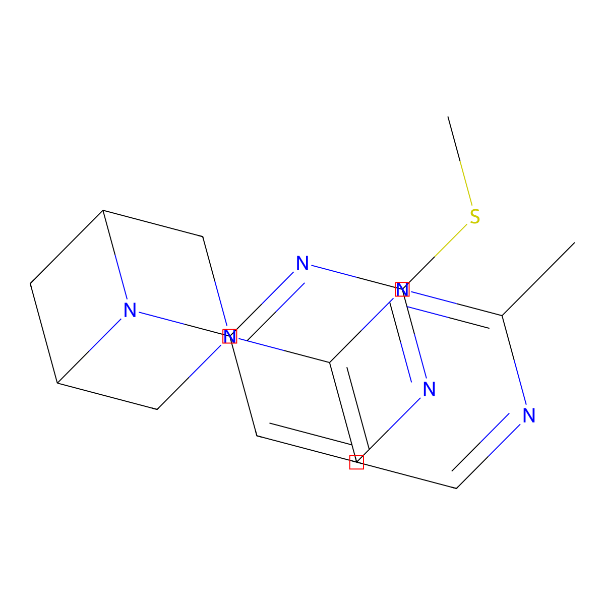 3-(2-Methylpyrimidin-4-yl)-6-[2-(methylsulfanyl)pyrimidin-4-yl]-3,6-diazabicyclo[3.1.1]heptane molecular structure, CAS 3054629-08-9