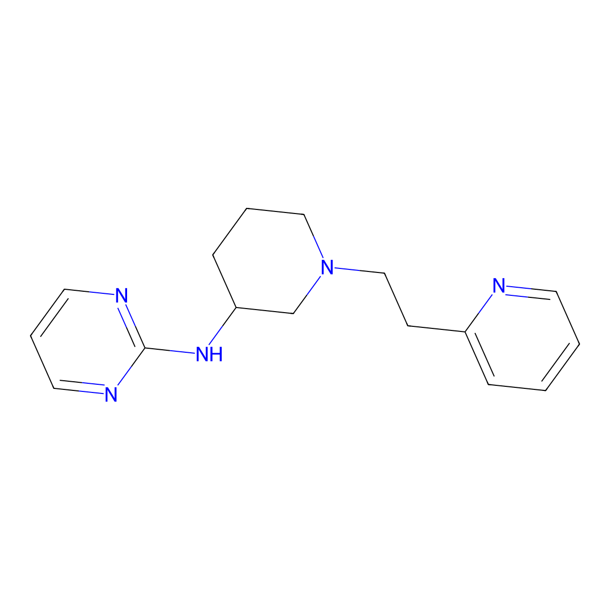 N-{1-[2-(pyridin-2-yl)ethyl]piperidin-3-yl}pyrimidin-2-amine molecular structure, CAS 3054629-09-0