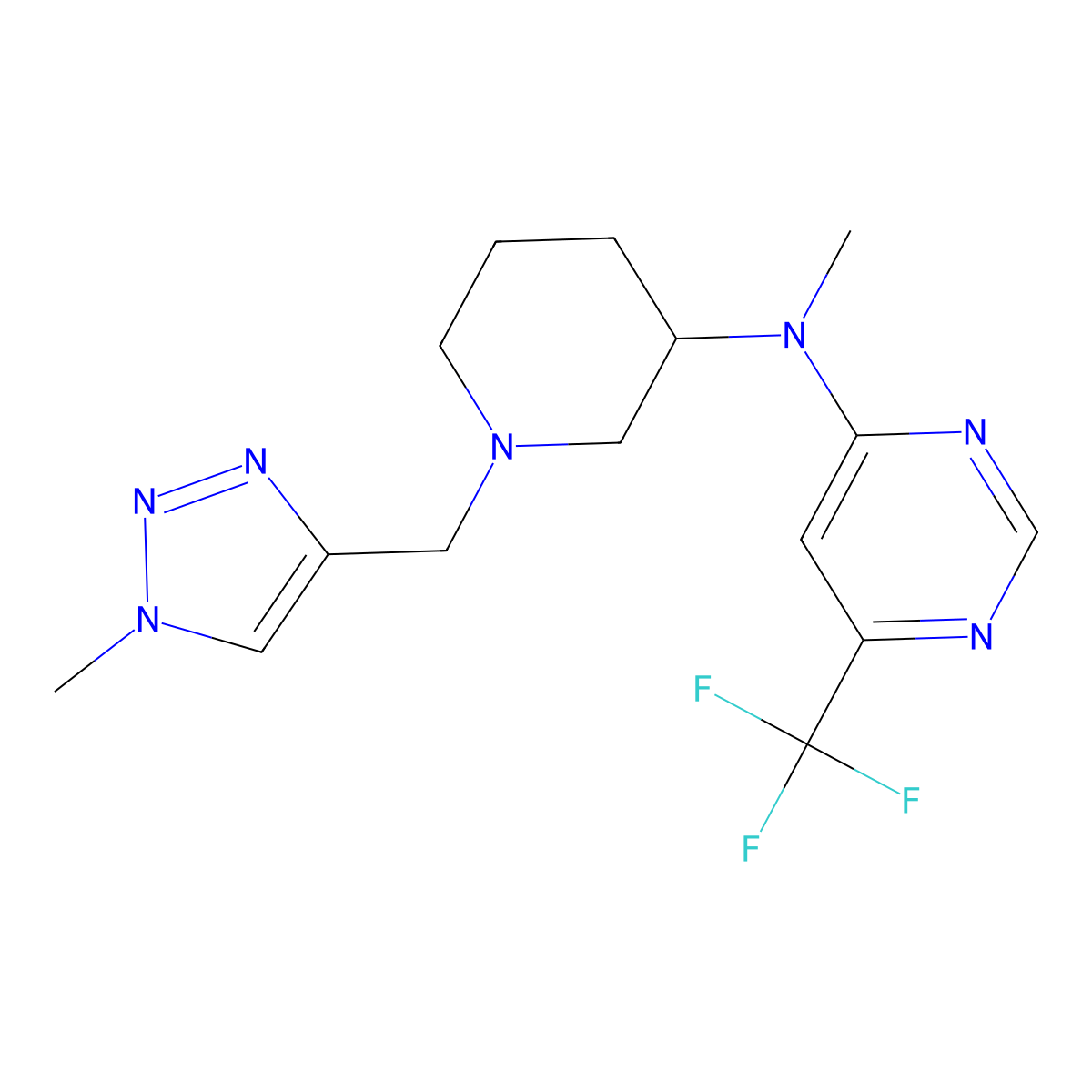 N-methyl-N-{1-[(1-methyl-1H-1,2,3-triazol-4-yl)methyl]piperidin-3-yl}-6-(trifluoromethyl)pyrimidin-4-amine molecular structure, CAS 3054629-12-5