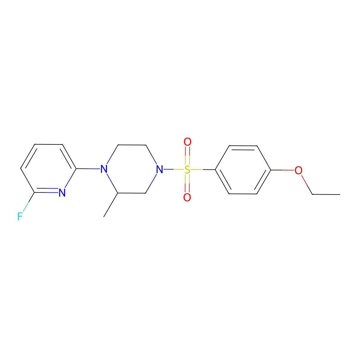 4-(4-Ethoxybenzenesulfonyl)-1-(6-fluoropyridin-2-yl)-2-methylpiperazine molecular structure, CAS 3054629-18-1