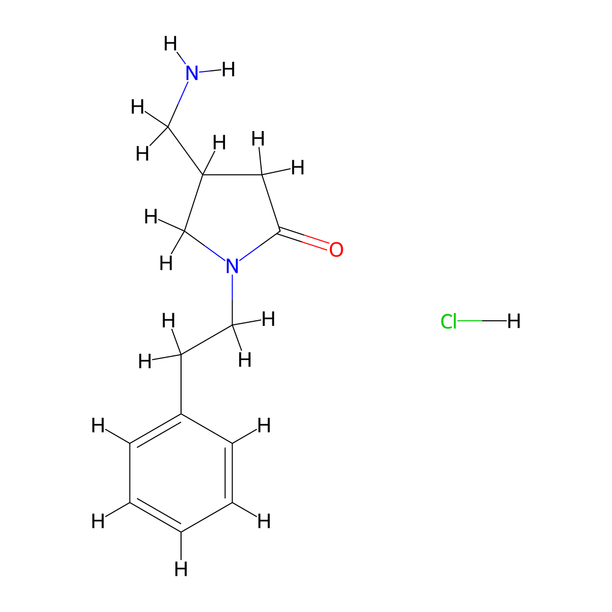 4-(Aminomethyl)-1-(2-phenylethyl)pyrrolidin-2-one hydrochloride molecular structure, CAS 3054629-24-9