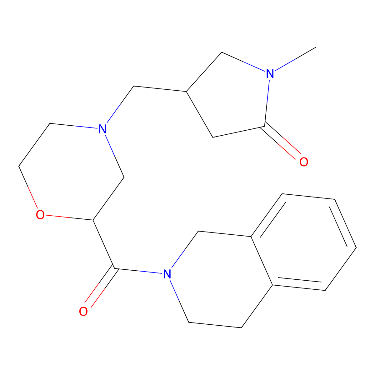 1-Methyl-4-{[2-(1,2,3,4-tetrahydroisoquinoline-2-carbonyl)morpholin-4-yl]methyl}pyrrolidin-2-one molecular structure, CAS 3054629-32-9